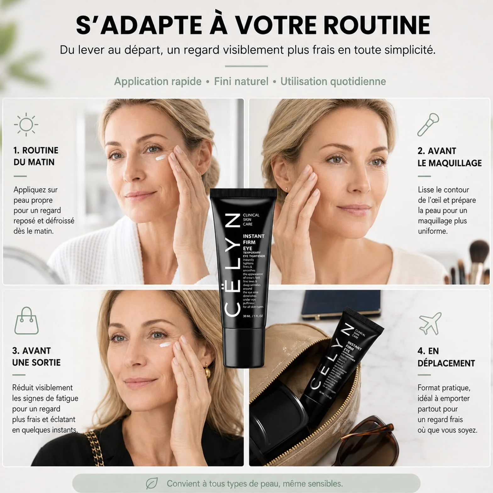 Lyciana Baume Anti Ride Et Anti Cerne – Crème Contour Des Yeux Instantanée, Effet Tenseur, Réduit Poches & Ridules