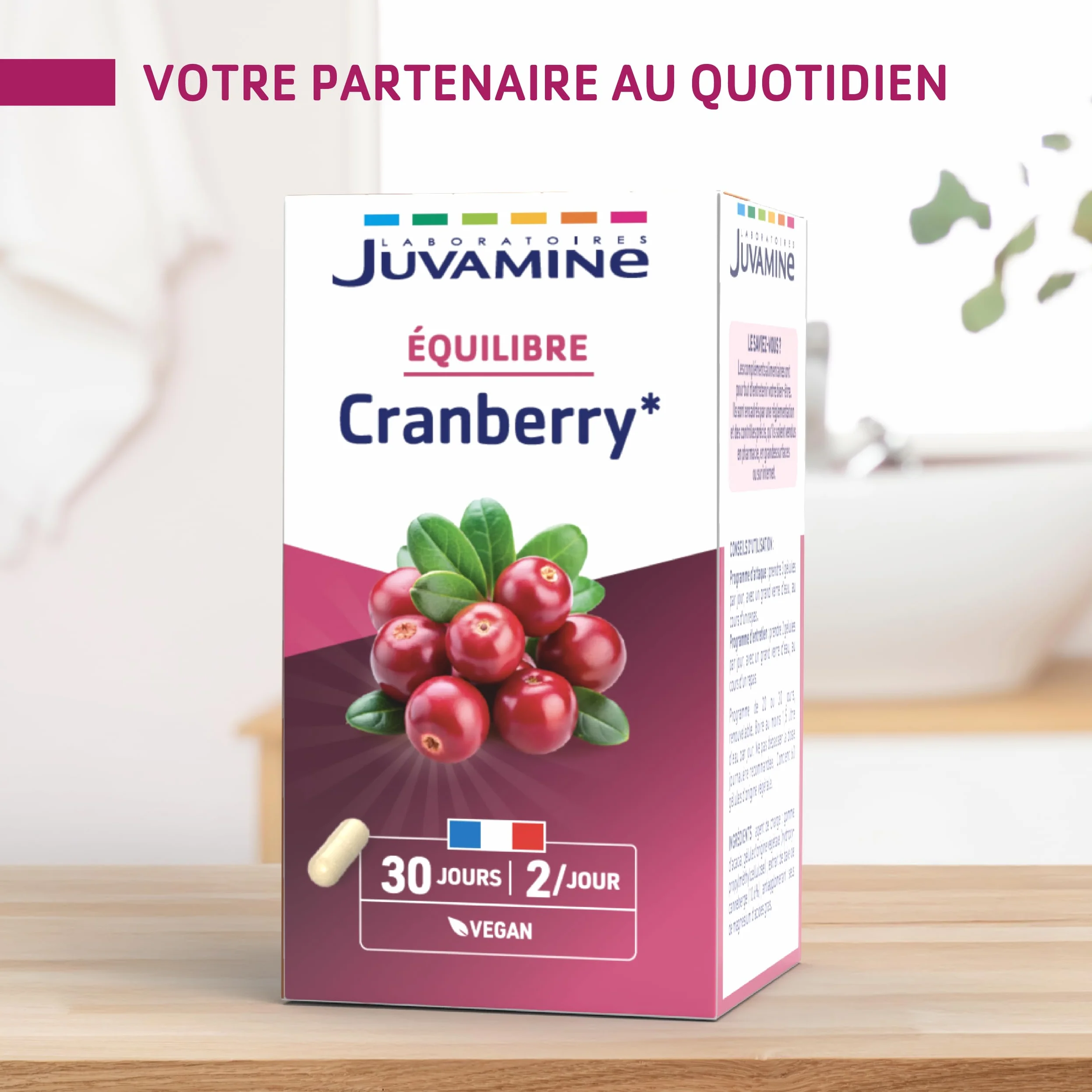 JUVAMINE Cranberry Bien être Urinaire 60 Gélules Fabriqué en France