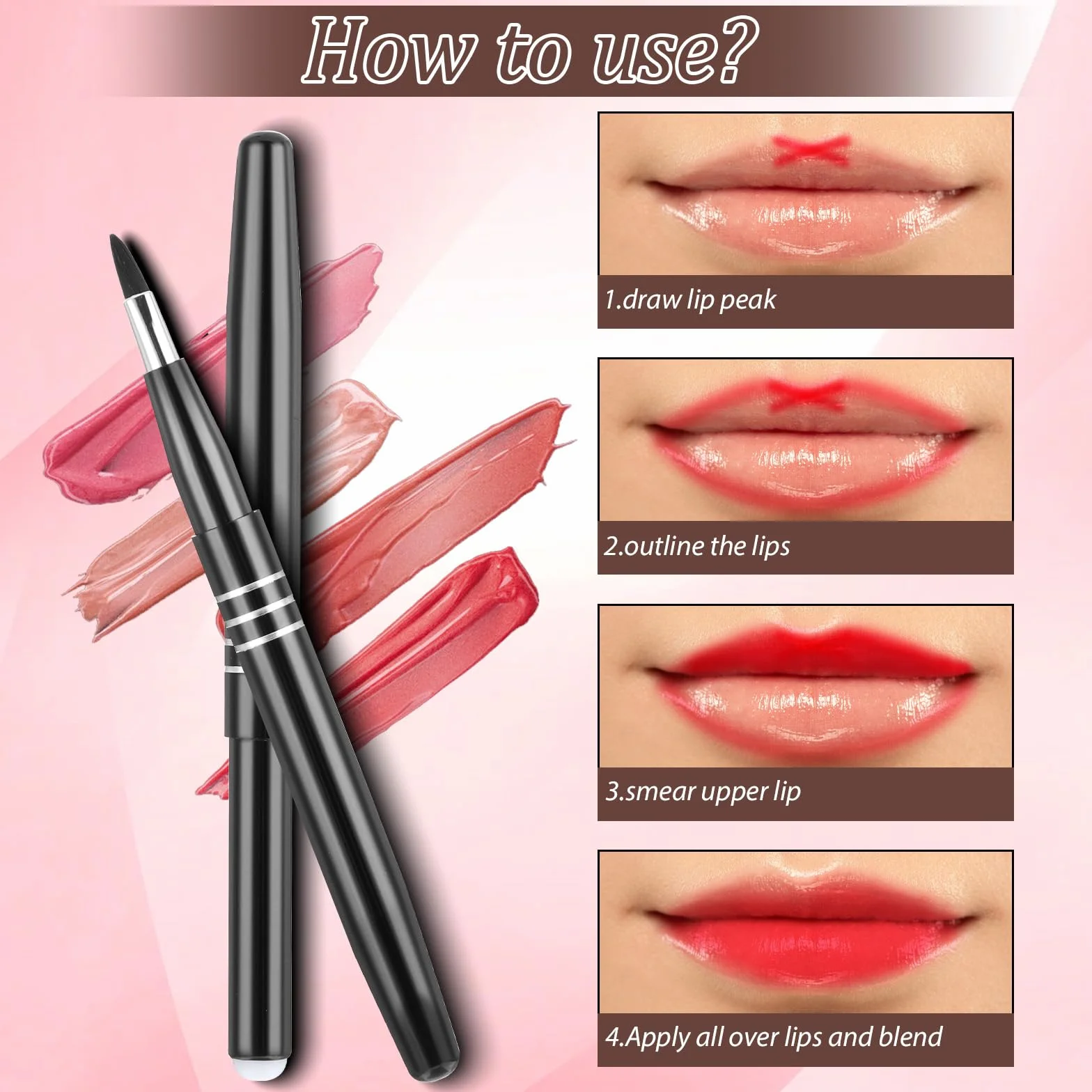 Pinceaux à lèvres rétractables lot de 2 - Mini applicateur maquillage gloss