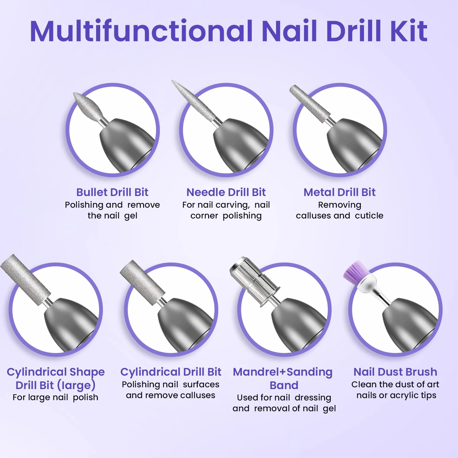 Ponceuse pour Ongles Professionnel, Lime à Ongle Électrique Silencieuse 20000RPM, Kit Manucure Pédicure pour Acrylique et Gel