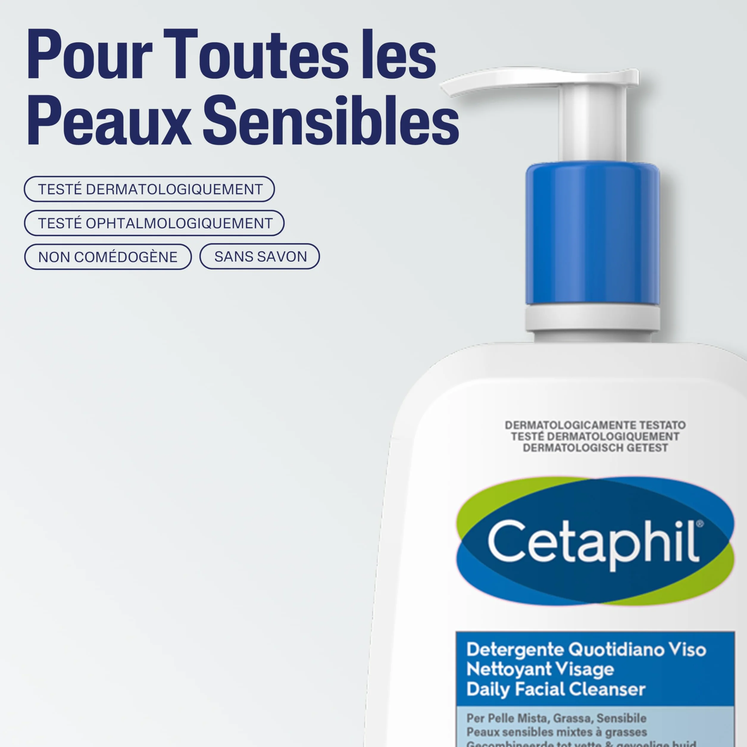 Cetaphil Gel Nettoyant Visage 237ml pour Peaux Sensibles Mixtes à Grasses à la Niacinamide Panthénol et Glycérine