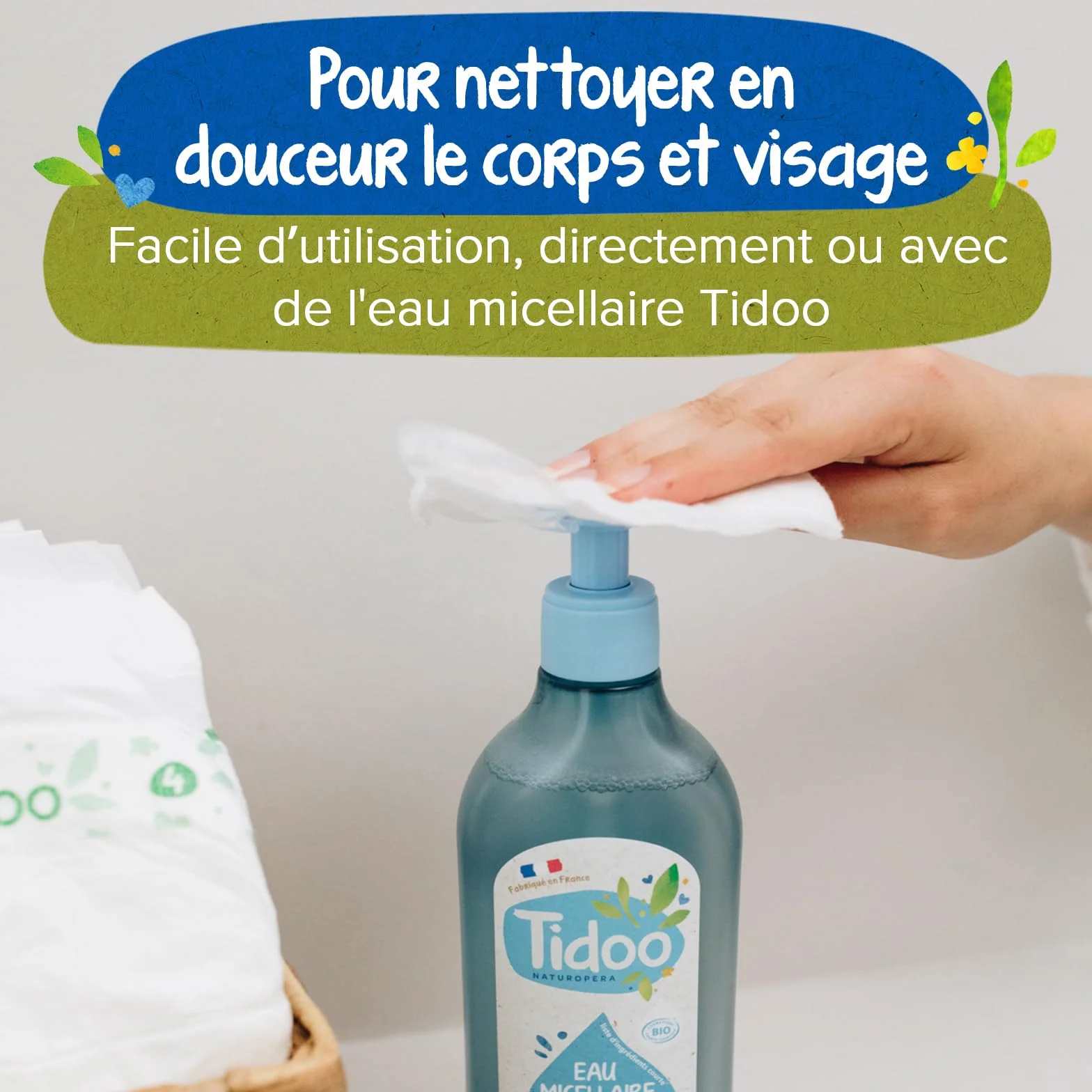 Tidoo 540 Coton Pads Bébé 100% Bio Ultra Doux Hypoallergéniques Peaux Sensibles Fabriqués en France