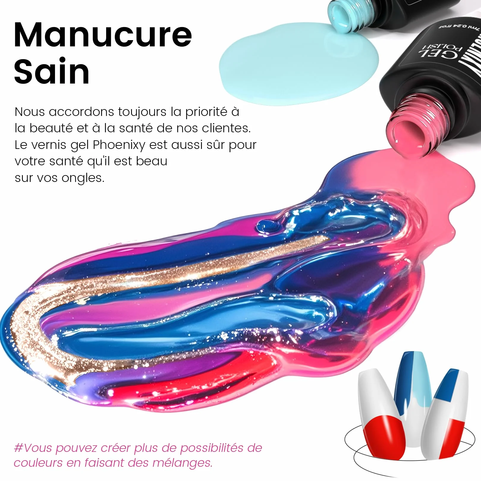 Phoenixy Kit Ongle Gel U V Complet, 60 Couleurs Kit Vernis Semi Permanent avec 48W Lampe à Ongles U V/LED Base et Top Coat Kit de Manucure Cadeaux pour Femmes