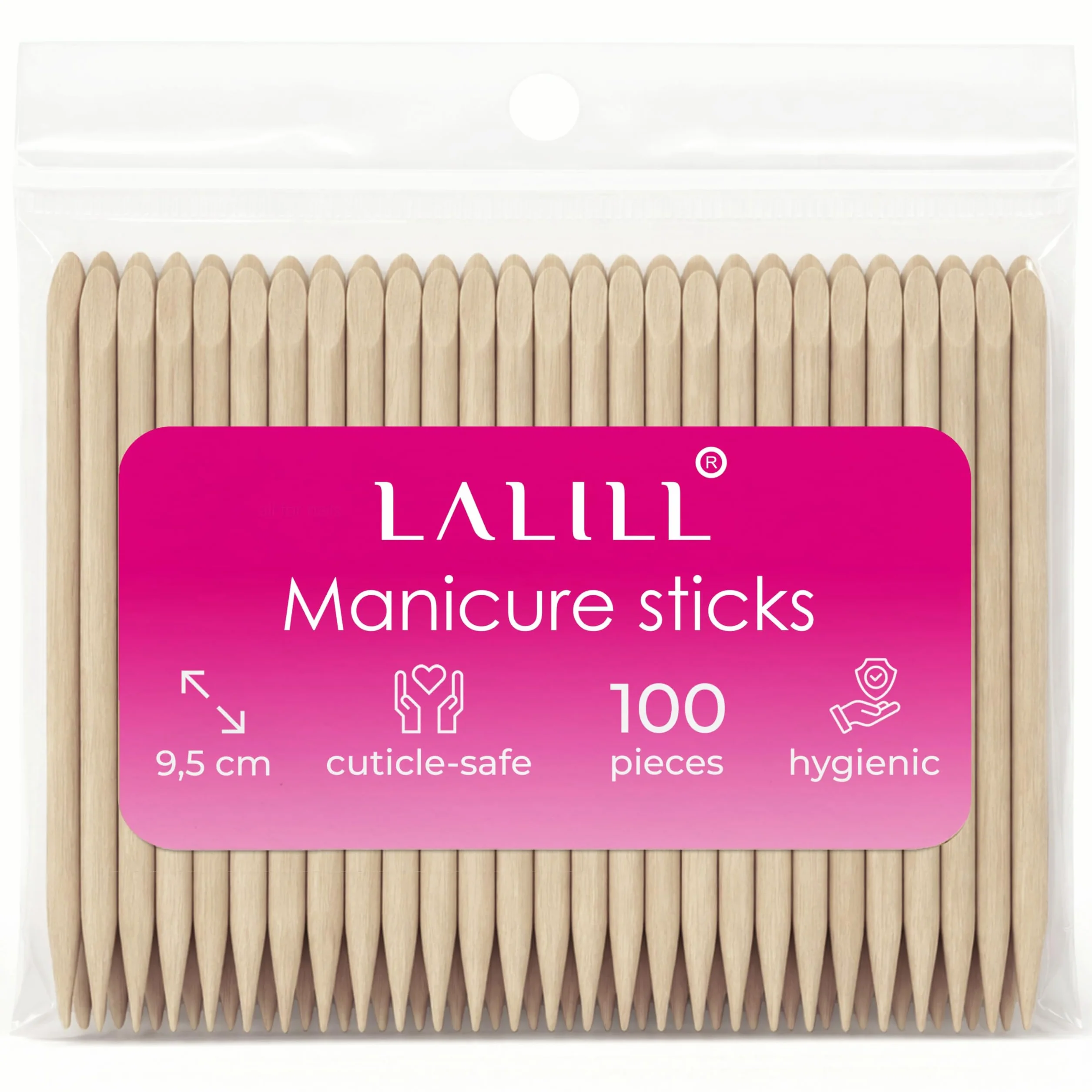 Bâtonnets en Bois Orange 100 Pièces pour Manucure, Pédicure et Cuticules