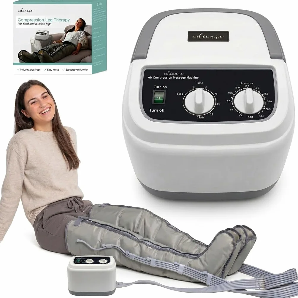 Edicare Bottes Pressothérapie Drainage Lymphatique Appareil Massage Jambes Pieds Fatigués