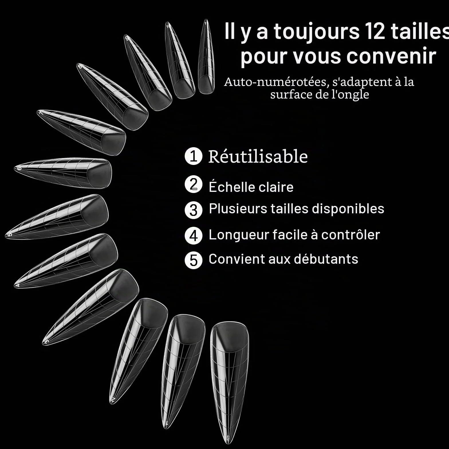 120 pcs Poly Extension Gel Moule à ongles avec écailles pour manucure en gel, salon de manucure et bricolage à domicile (Long Water Drop Dual Nail Forms Set)