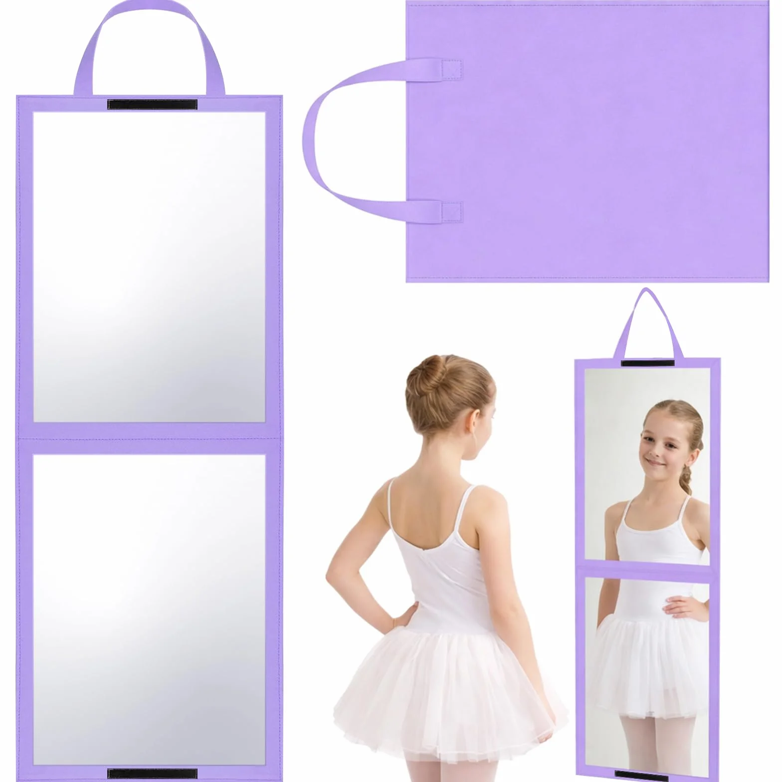 GlikCeil Miroir de Voyage Pliable Pleine Longueur 84x34 cm Violet