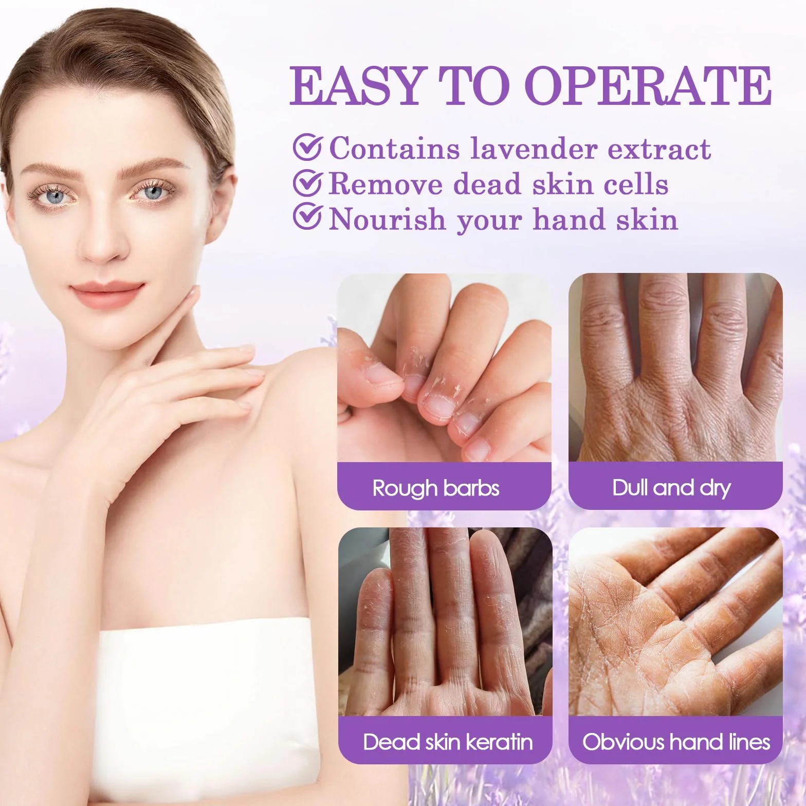 Gants Hydratants Masque De Main 4 Paires Lavande Aloe Vera Peau Sèche