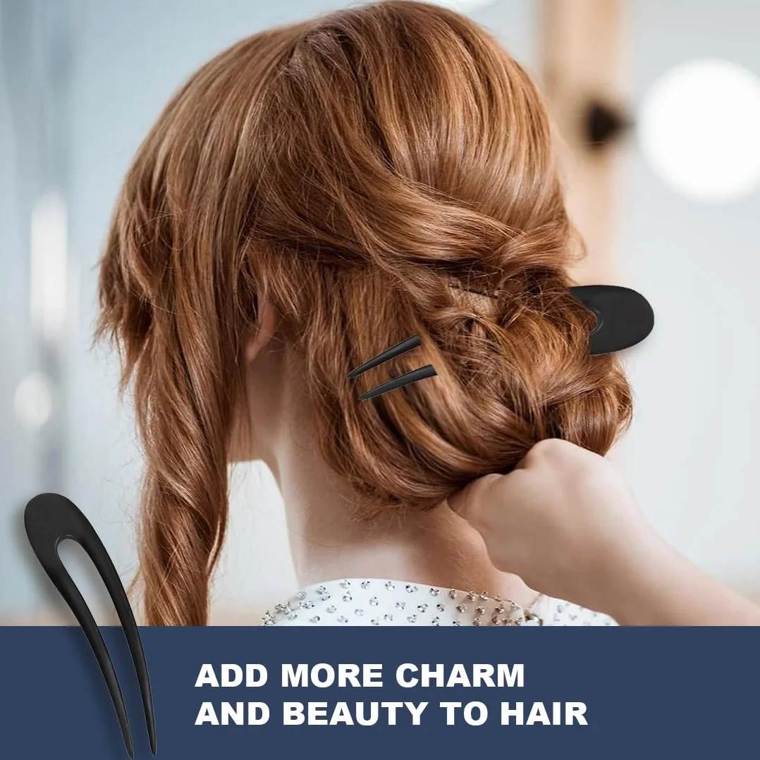 Bois en Forme de U Pince à Cheveux, Française Épingles à Chignon, Fourchette Piques Cheveux de Santal, Épingle à Cheveux à Double Fourche pour cheveux longs