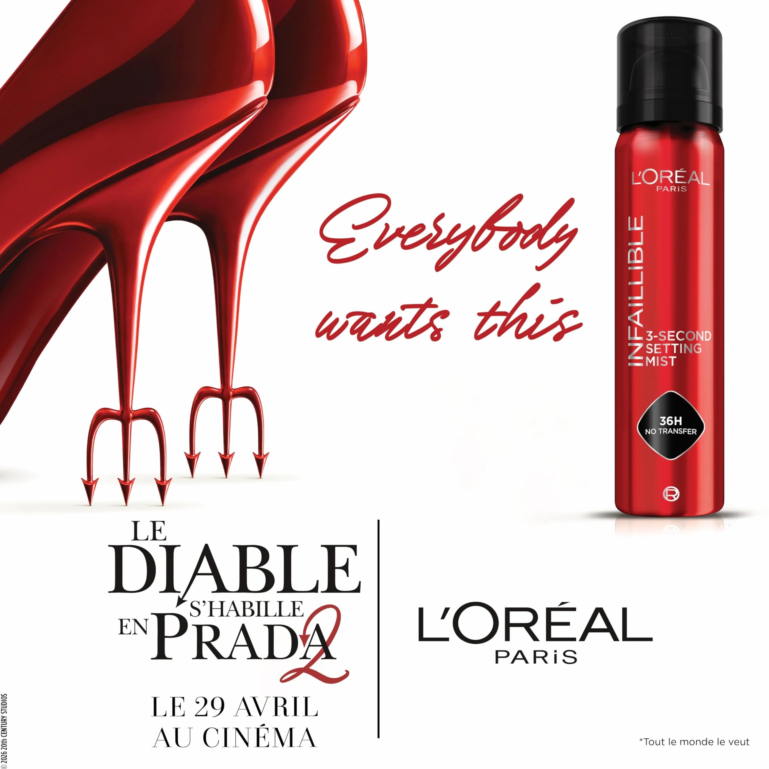 L'Oréal Paris Spray Fixateur de Maquillage Waterproof 75 ml Tenue 36h
