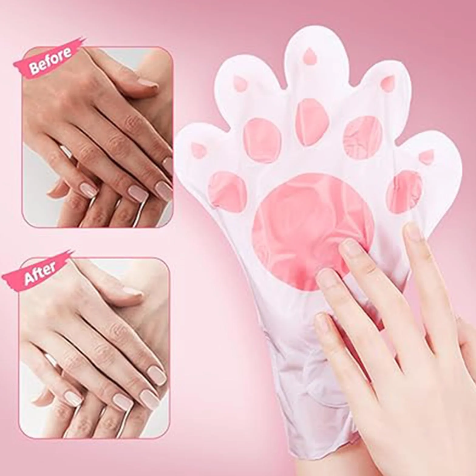 Gants Hydratants Pour Les Mains 5PCS, Masque De Soin Nourrissants Pour Nuit Peaux Sèches Gercées