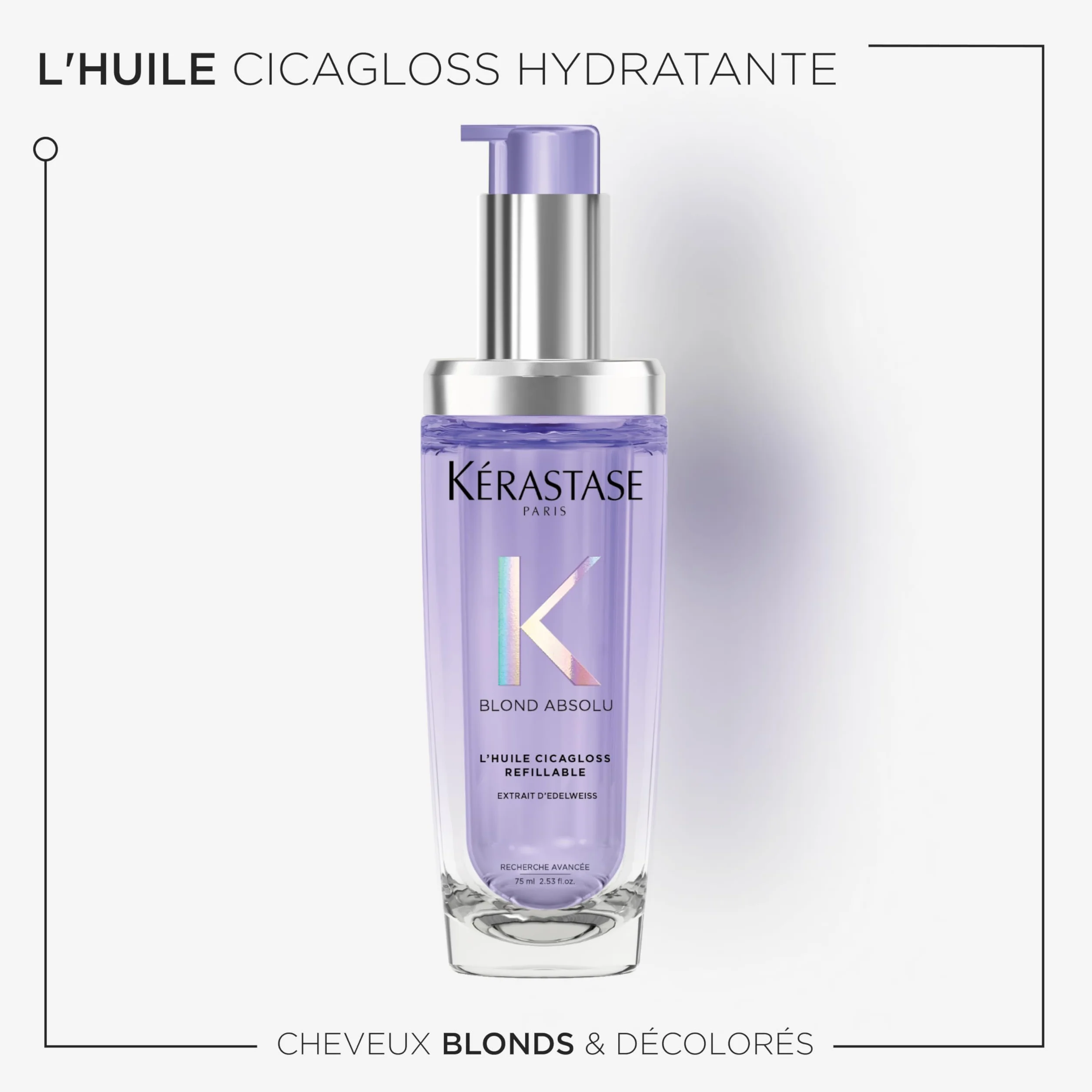KÉRASTASE Blond Absolu L'Huile Cicagloss Rechargeable Huile Capillaire Brillance Multi-Usage Soin Thermo-Protecteur Sans Rinçage Cheveux Blonds