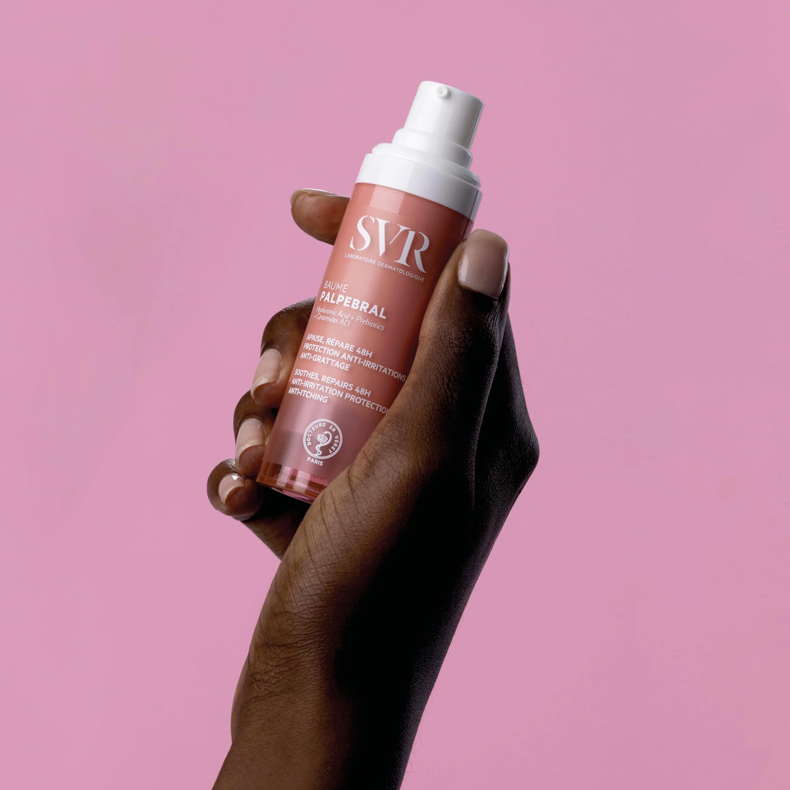 SVR Palpebral Baume apaisant réparateur anti-grattage visage contour des yeux secs irrités atopique Acide hyaluronique omégas 3-6-9 céramides AD 30 ml