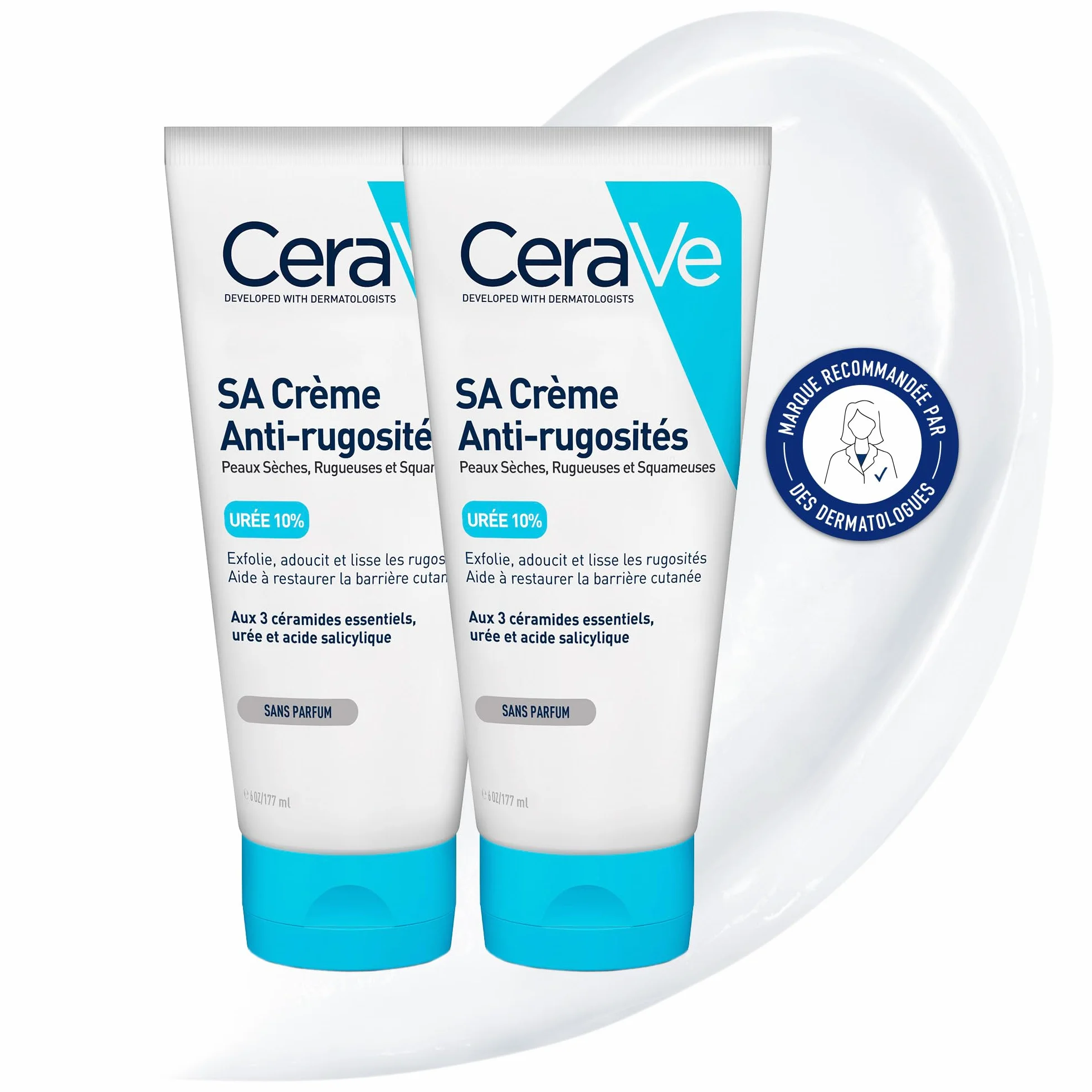 CeraVe - Crème Anti-Rugosités à l’Acide Salicylique, Crème Hydratante Corps, Exfolie, Adoucit et Lisse, Céramides, Acide Hyaluronique, Urée, Peaux Sèches, Rugueuses, Squameuses et Kératose Pilaire