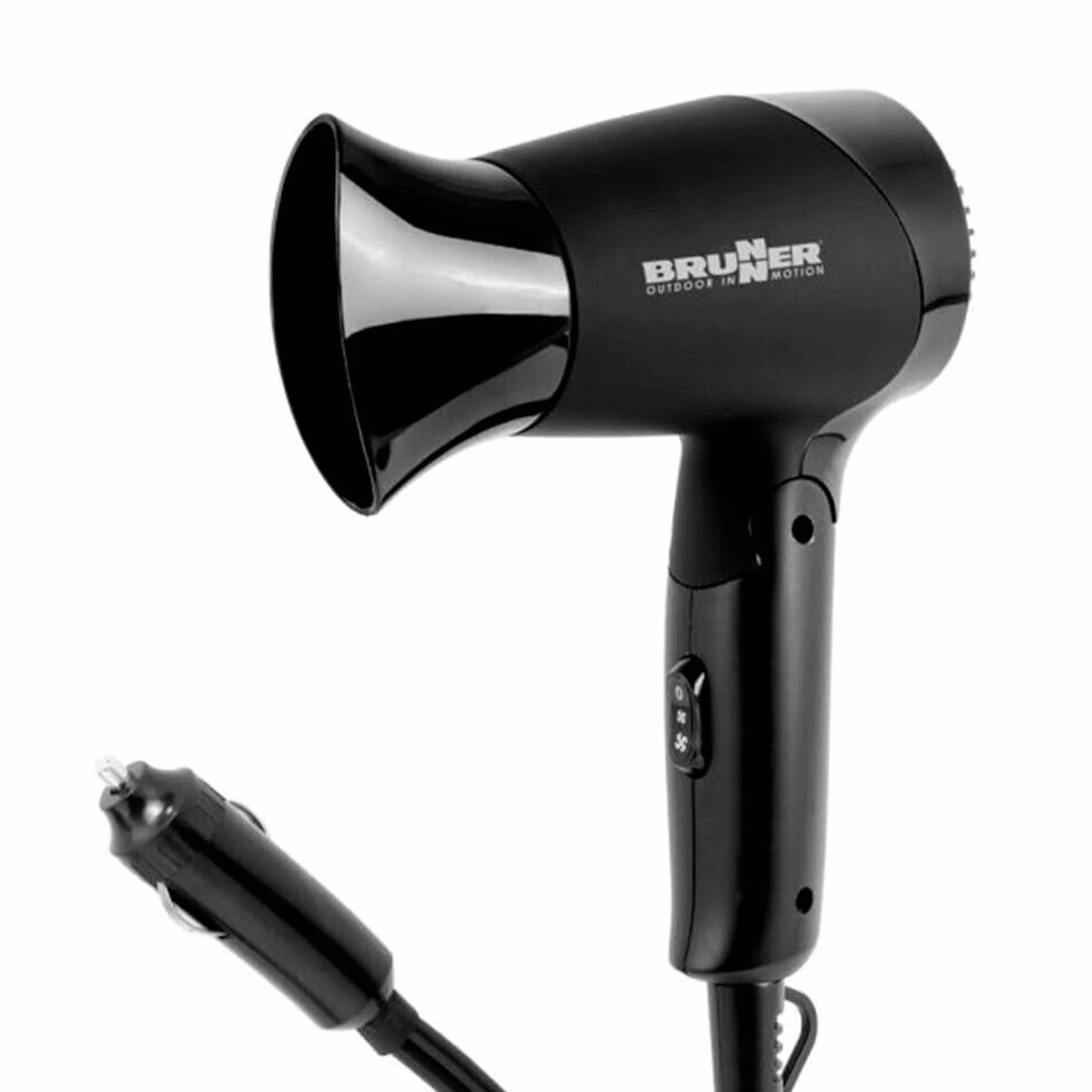 Brunner 7202818N Phon Sèche-Cheveux de Voyage 12 V Pliable, Gain de Place, Noir