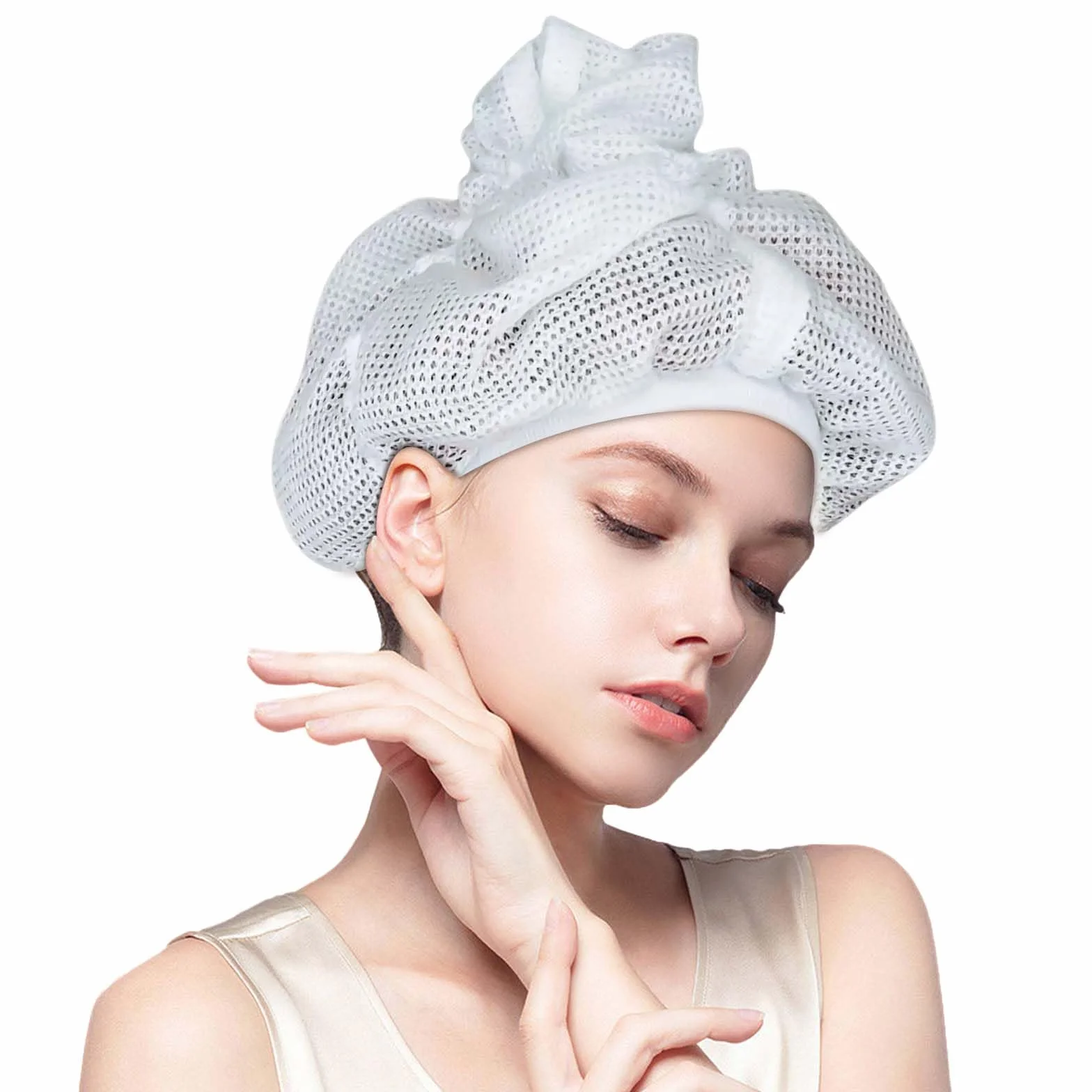 LOPHE Bonnet Net Plopping pour Cheveux Bouclés avec Cordon de Serrage Réglable