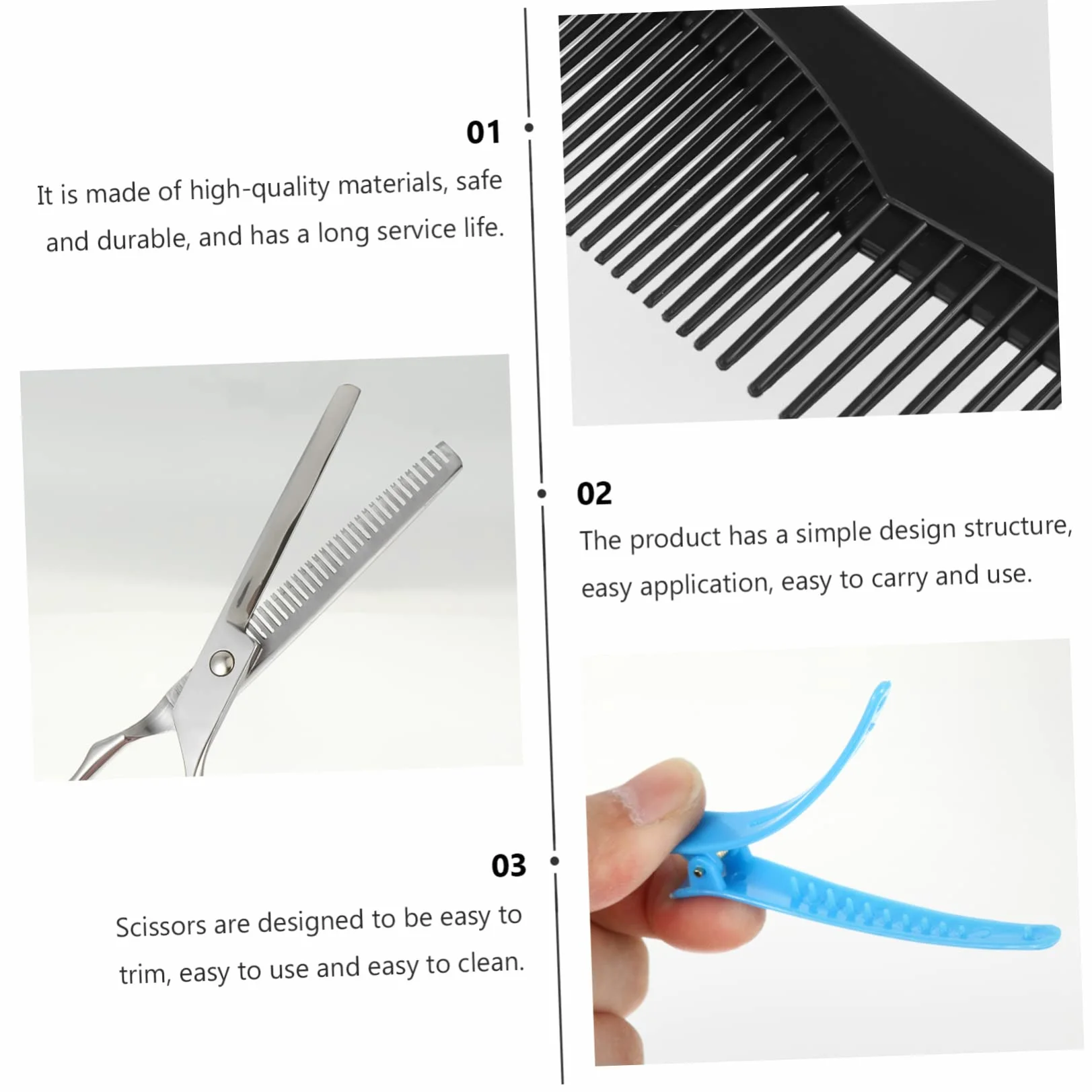 DOITOOL Ciseaux de Coiffure avec Peigne Plat pour Cheveux Clairsemés Matériel de Coiffure pour Salon et Débutants