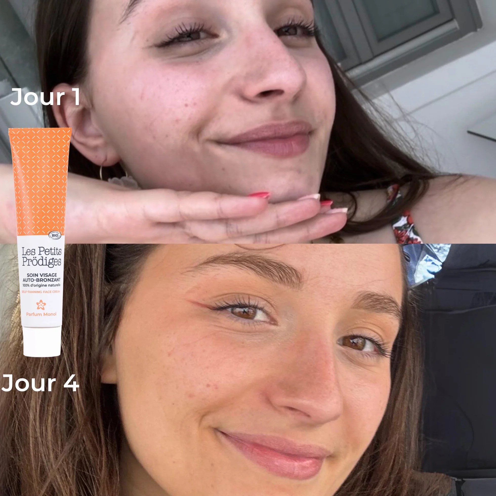 LES PETITS PRODIGES Auto bronzant Soin Visage Hydratant - Hâle Progressif et Durable sans Soleil - Senteur Monoï 100% d'Origine Naturelle, Certifié Bio, Emballage recyclable -Fabriqué en France - 40ml