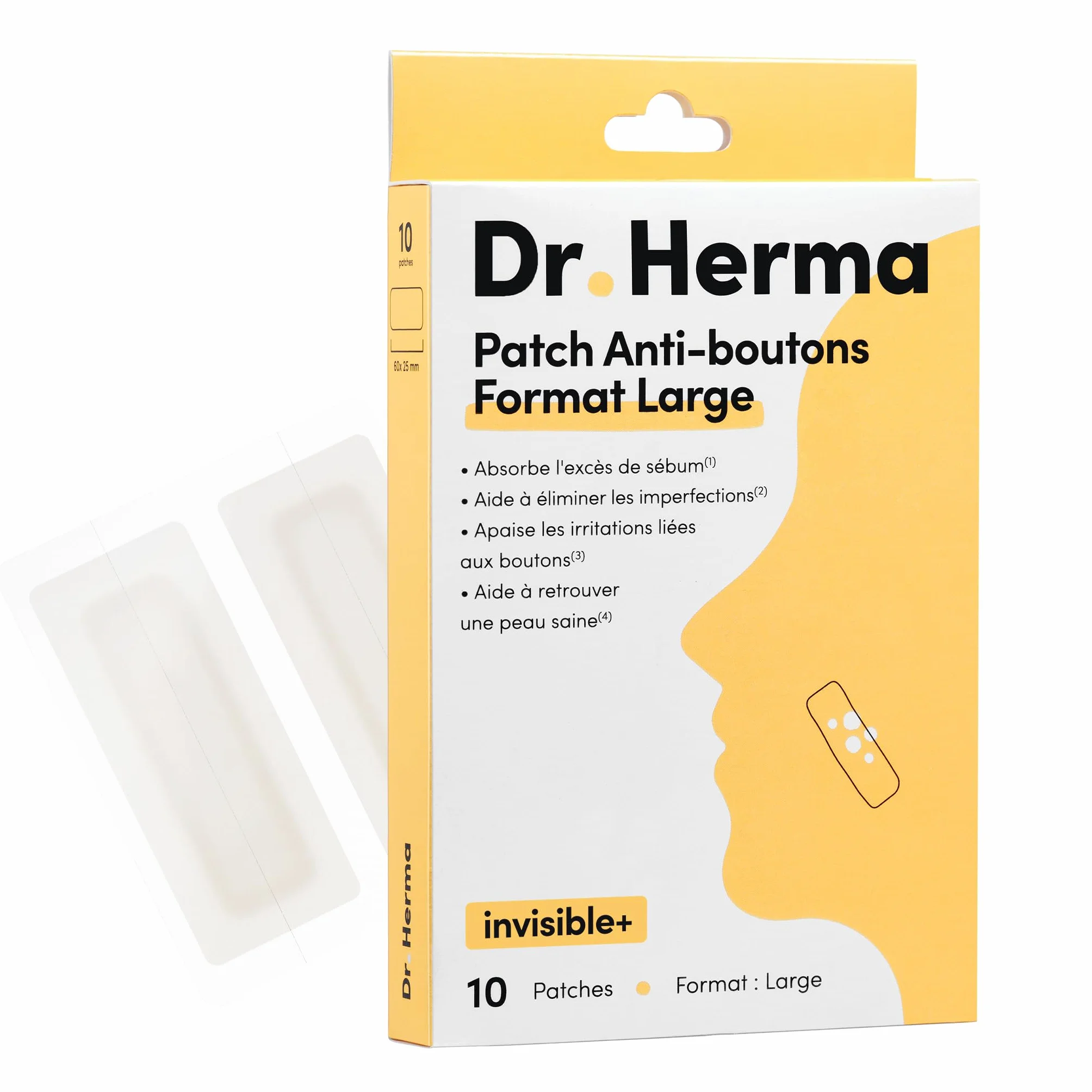 Dr. Herma Patch Anti Bouton XL Acide Salicylique Hydrocolloïdes Huile d'Arbre à Thé 10 patchs