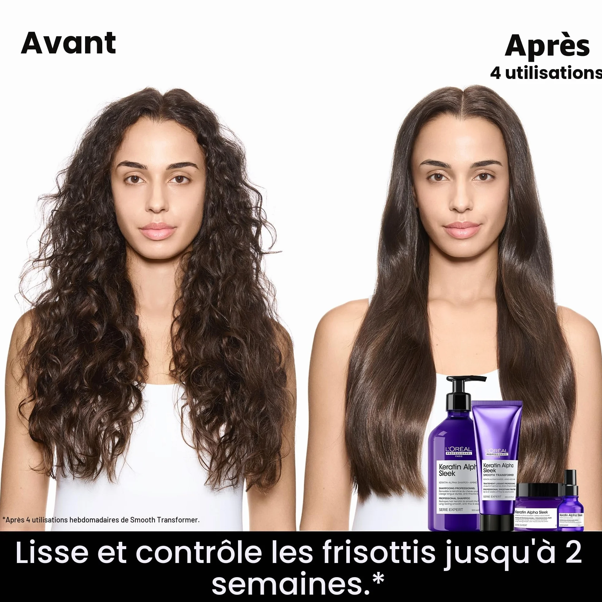 L'Oréal Professionnel - Transformateur à la kératine Alpha Sleek Smooth Transformer - Anti-frisottis - Douceur longue durée et contrôle du volume - Avec kératine Sleeker et acides aminés - Pour tous