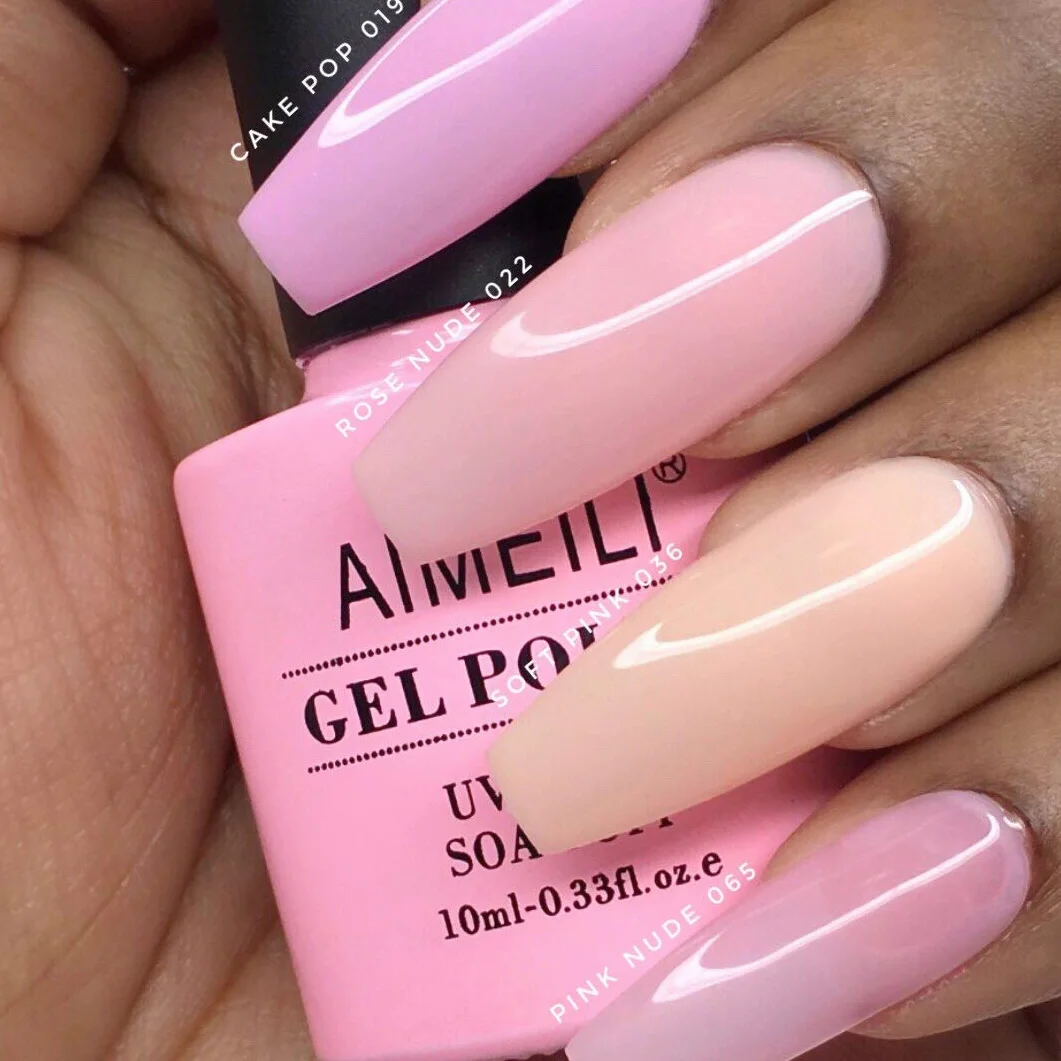 AIMEILI Lot 17 Vernis Semi Permanent Nude Rose Pastel 10ml UV LED Nail Polish Soak Off Manucure