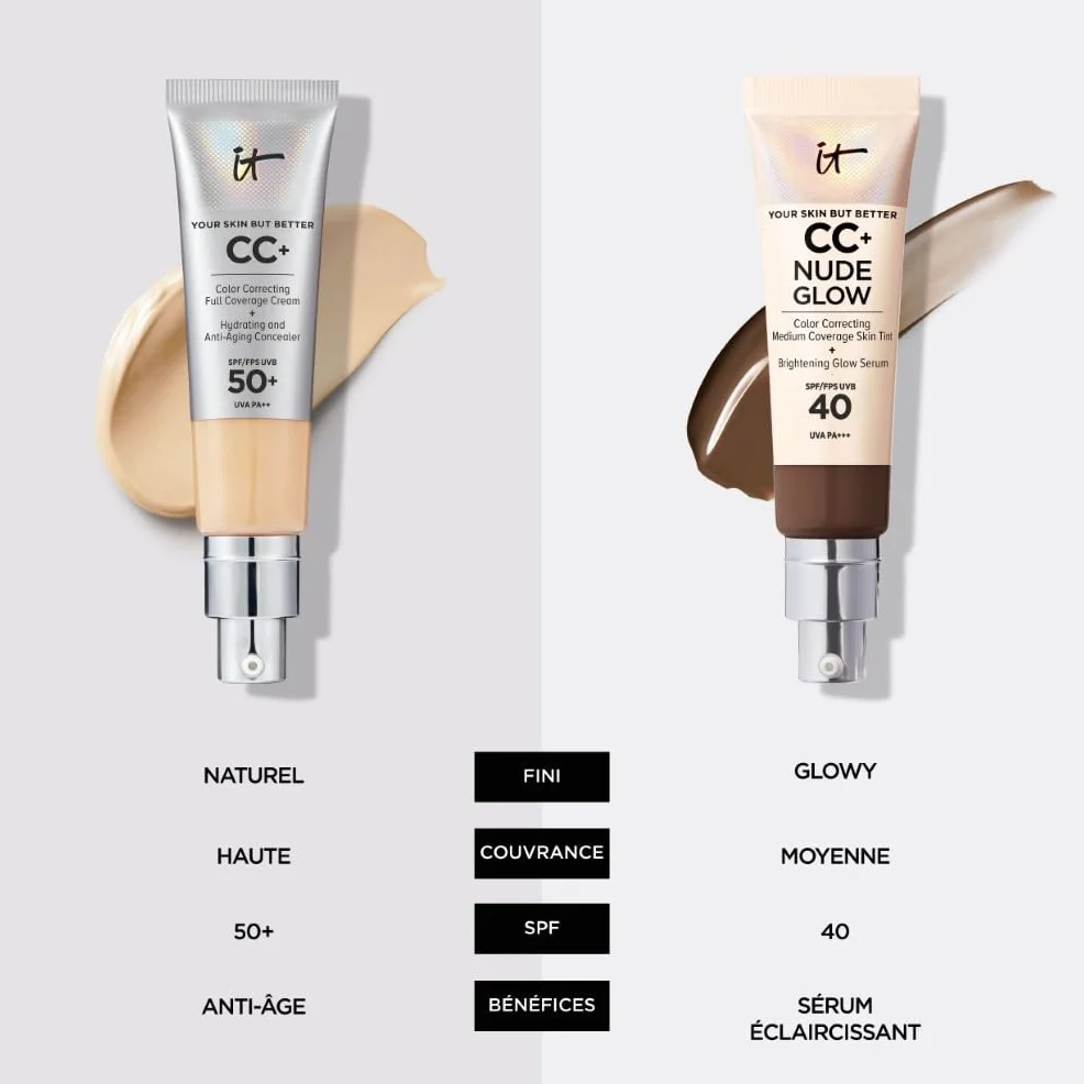 IT Cosmetics Crème CC+ Nude Glow Your Skin But Better SPF40 Couvrance Moyenne 32 ml