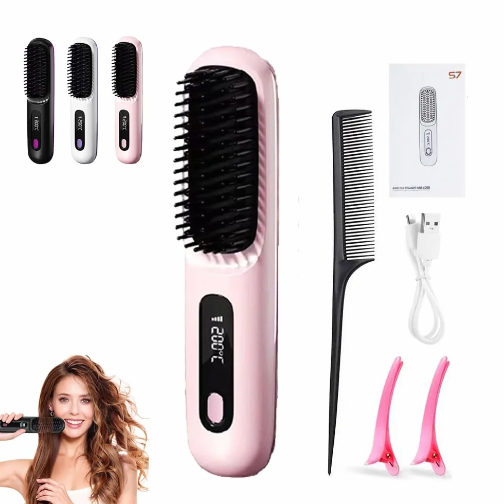 Styleva - La PREMIERE brosse coiffanteintelligente pour cheveux courts brosse chauffante, sèche-cheveux, 3 réglages de température, écran LED