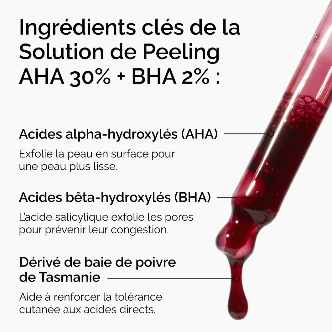 The Ordinary Solution de Peeling AHA 30% + BHA 2%, Peeling exfoliant avancé, 30 ml