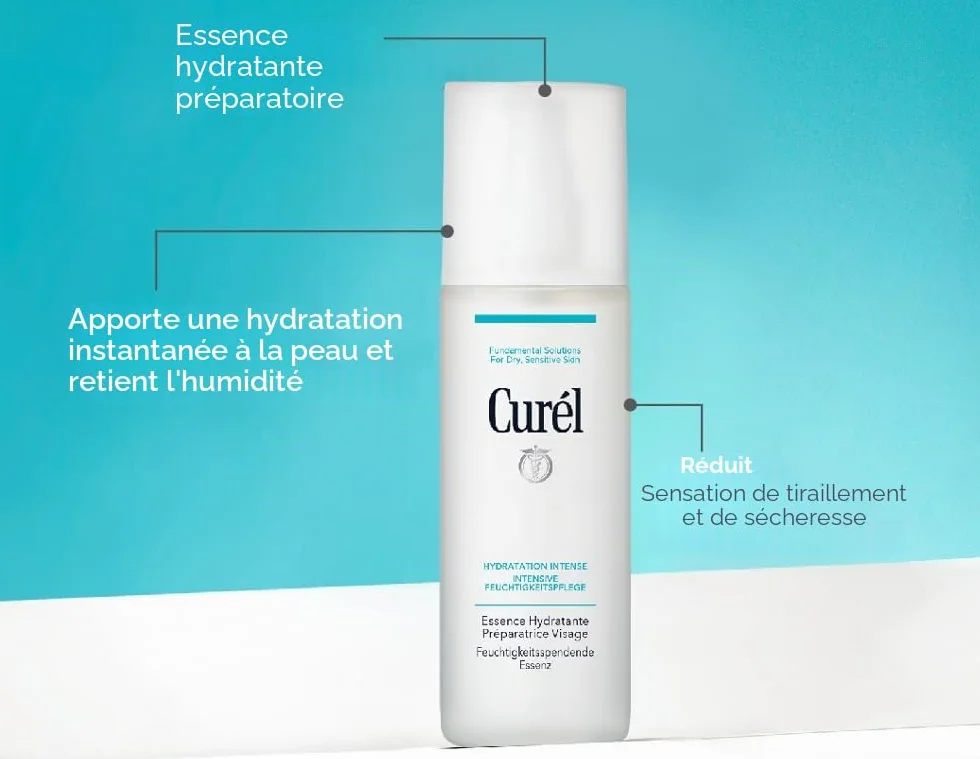 Curél Soin Hydratant Intensif Essence Hydratante 150 ml + Crème Visage 40 g Ceramides Peaux Sèches Sensibles