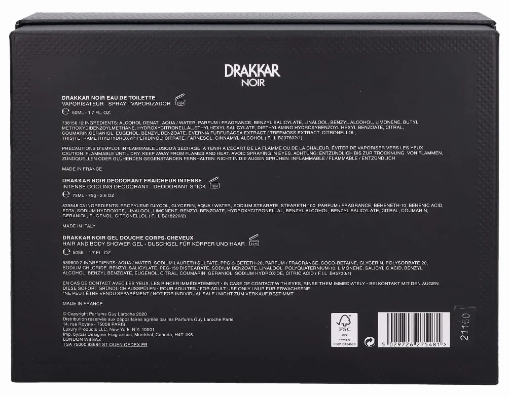 Guy Laroche Drakkar Noir 50 ml EDT + 50 ml S/G + 75 g Deo Stick