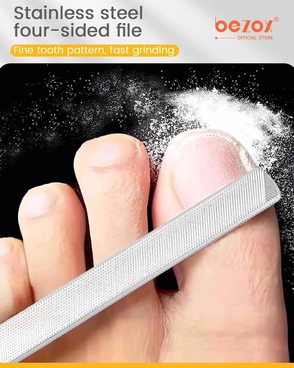 Lime à ongles longue en acier BEZOX pour onychomycose, ongles incarnés et ongles épais