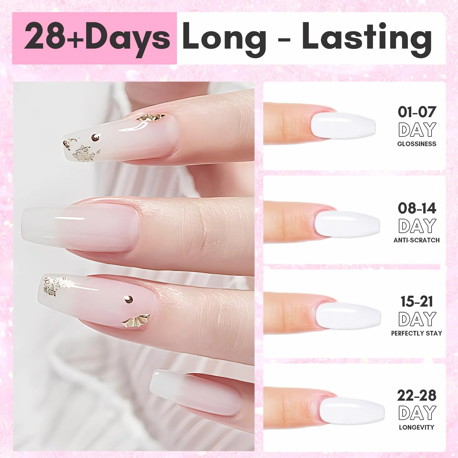 Makartt Poly Gel Ongles 50ML Blanc Rose Transparent Rosé 3D Longue Durée Construction Rapide