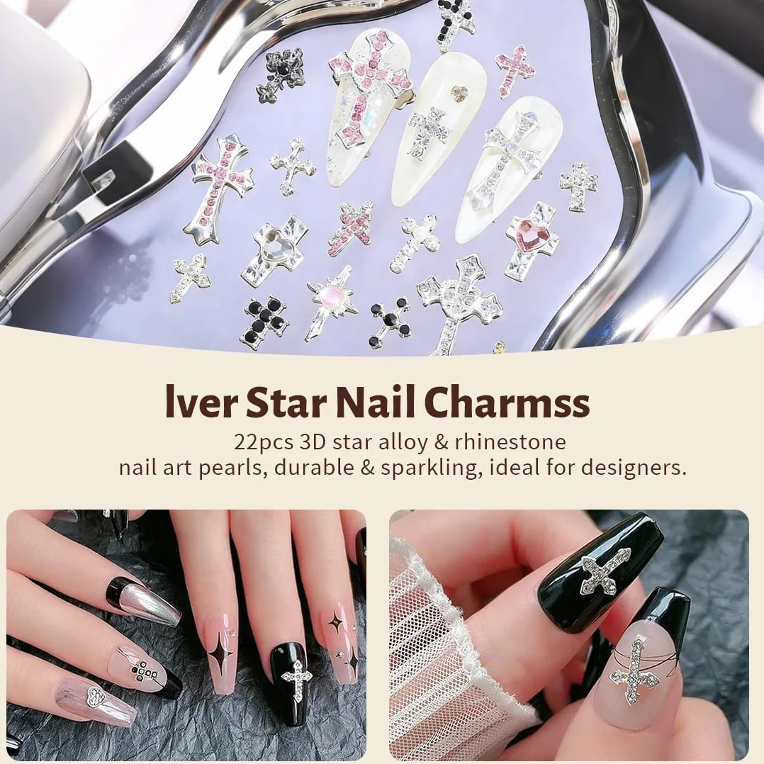 Strass Nail Art Deco 21 Pièces Croix 3D Motif Vierge Marie DIY Nageldesign