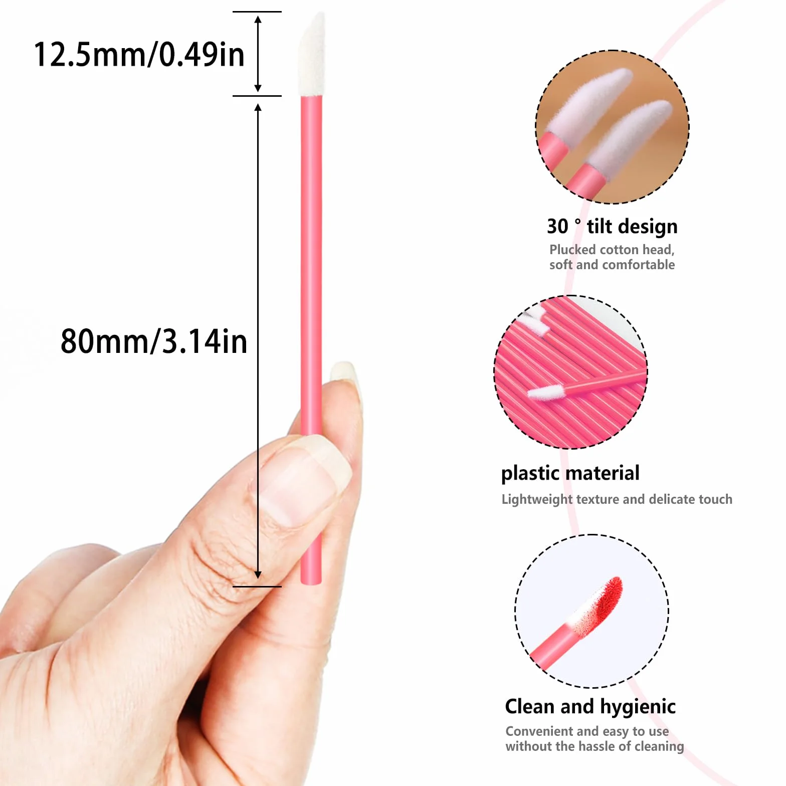Bâtonnets Jetables Pinceaux à Lèvres Lot de 50 CSB-Pink