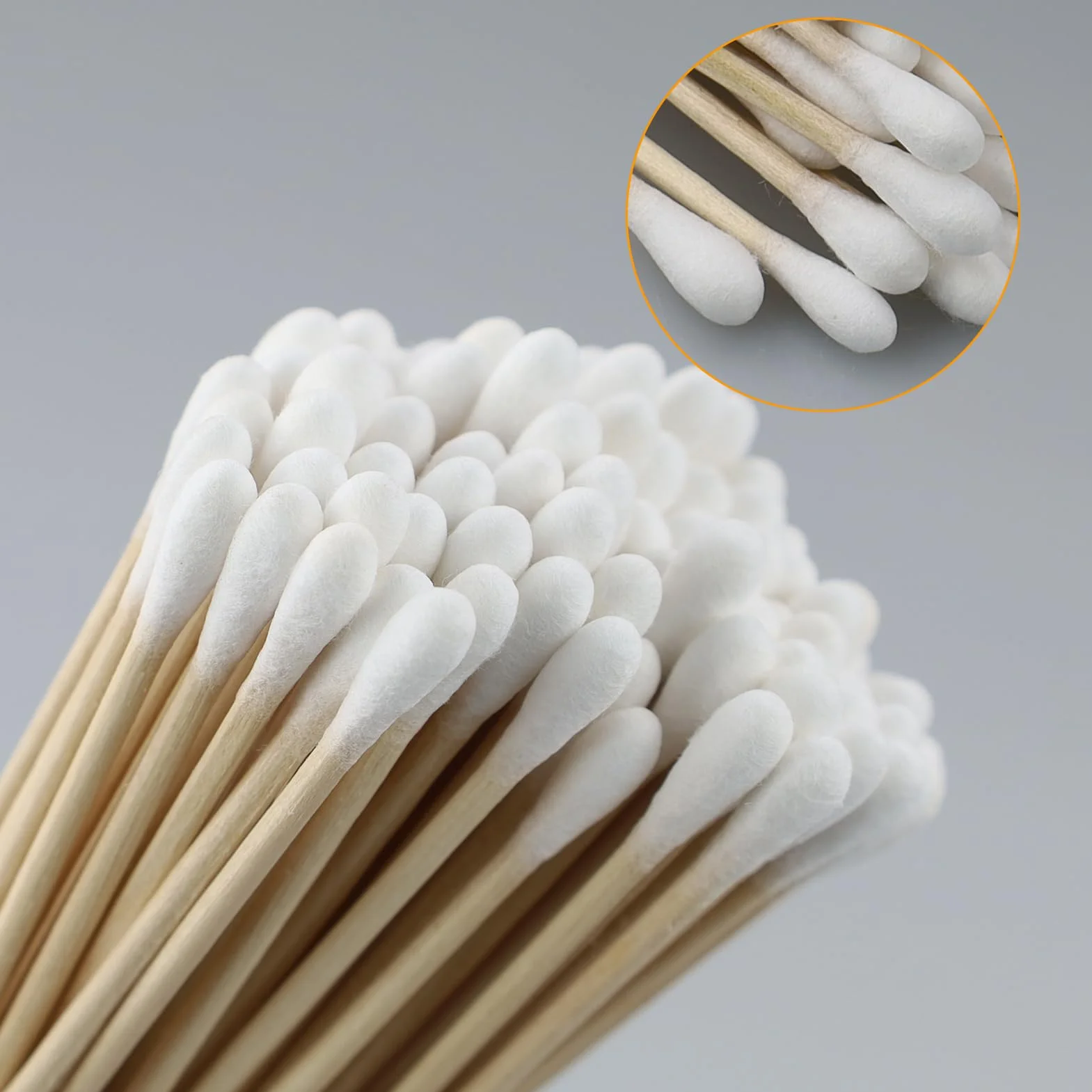 Lot de 200 cotons-tiges 15 cm en bois bout pointu pour manucure maquillage