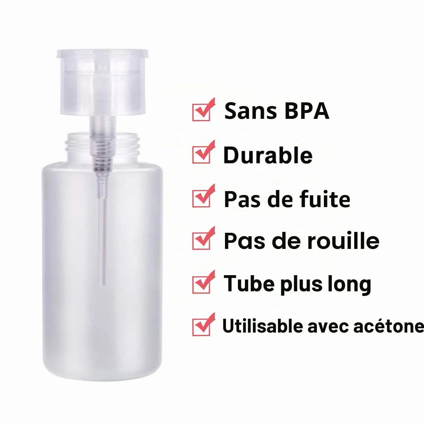 FITDON 4 Pièces Flacon pompe distributeur vide pour acétone, alcool, dissolvant
