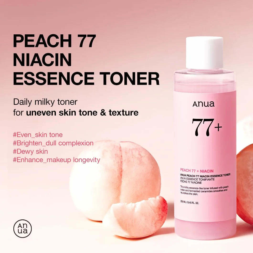 ANUA Tonique À L'Essence De Niacine Peach 77, Tonique Facial Pour Peau De Verre 250 Ml/8,45 Oz Liq. Transparent