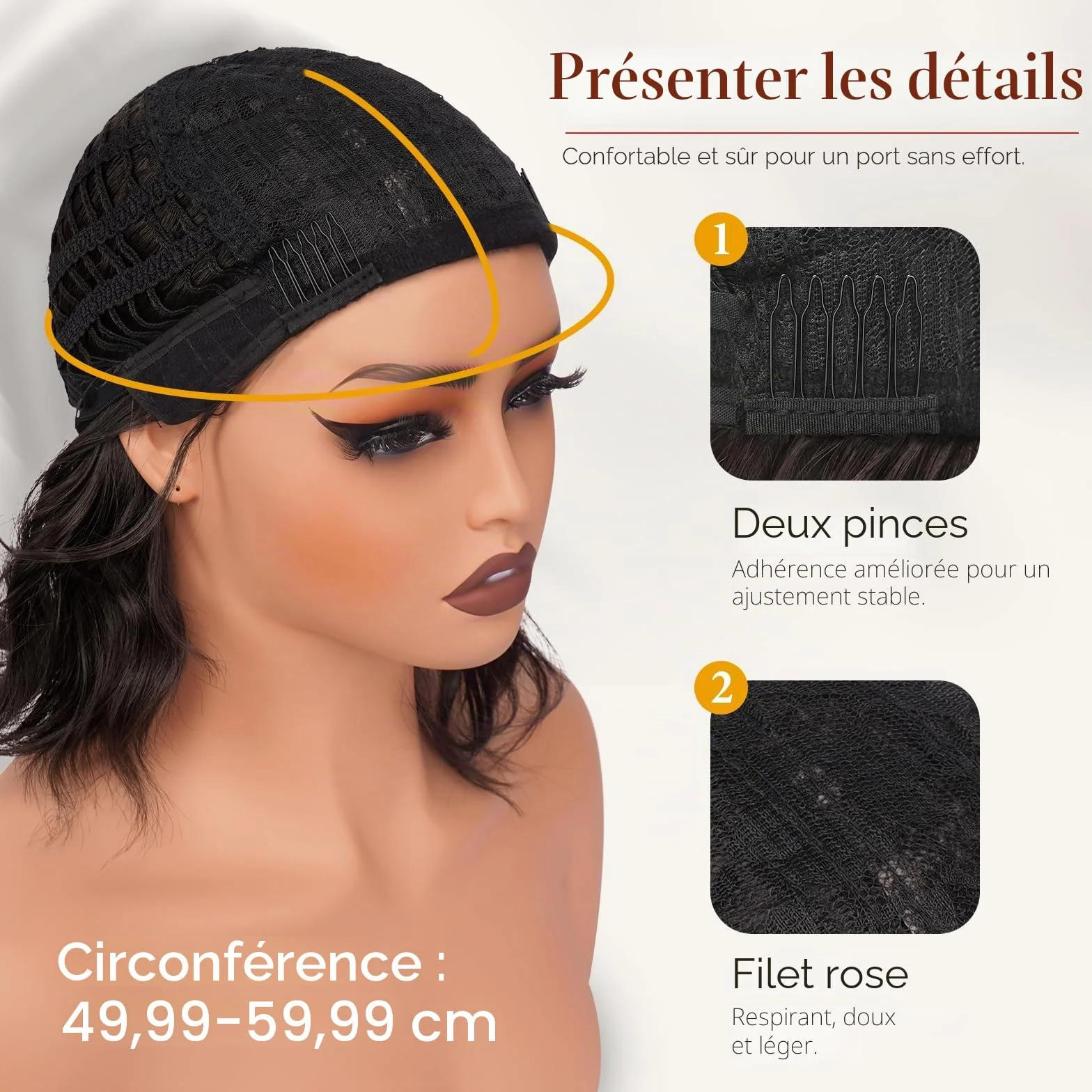Sofeiyan Perruque Courte Ondulée 30 cm avec Frange, Cheveux Synthétiques Marron Foncé pour Femme Résistante à la Chaleur Naturel Bouclée pour Usage Quotidien et Cosplay