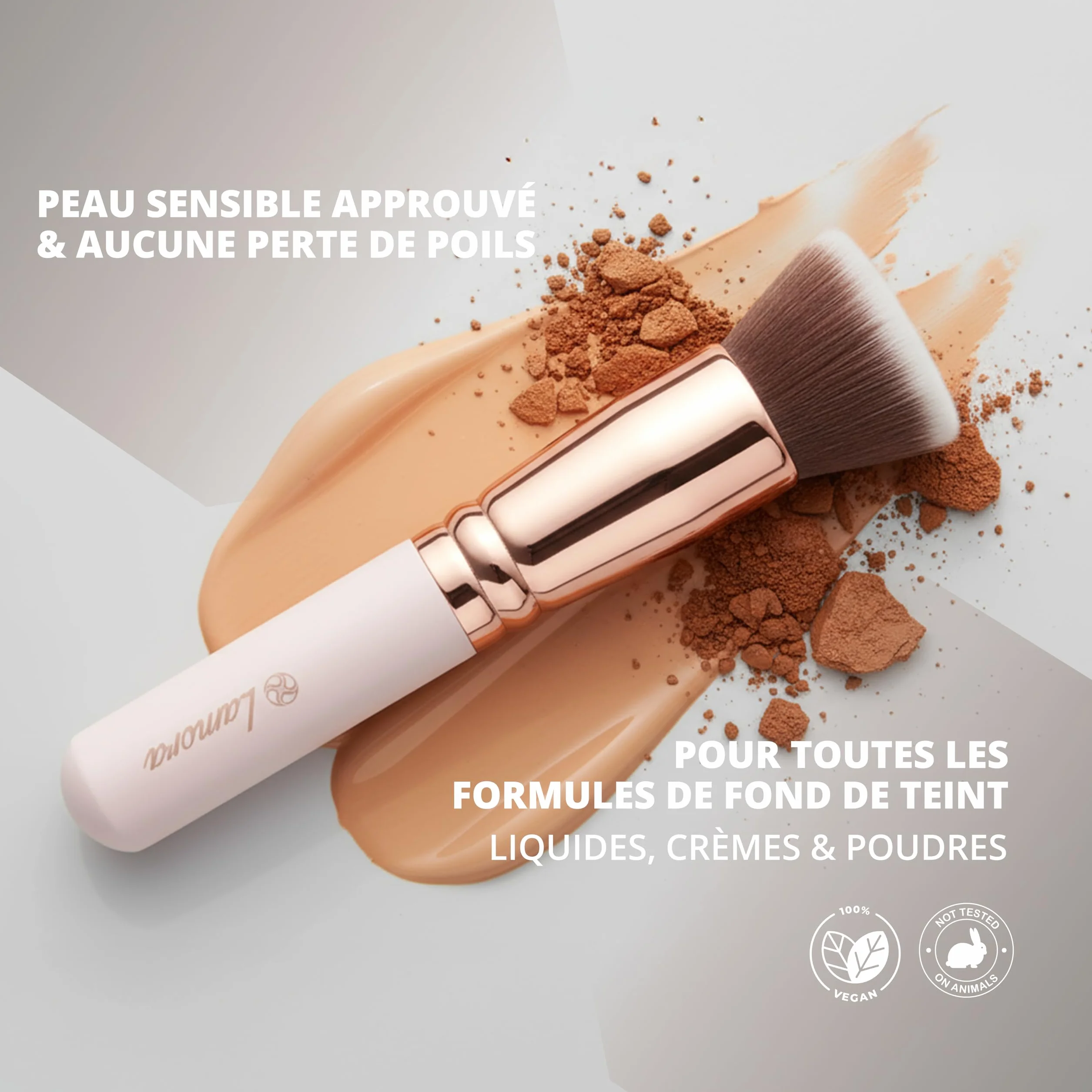 Pinceau Fond de Teint Kabuki Professionnel Maquillage Visage Synthétique Poils Denses