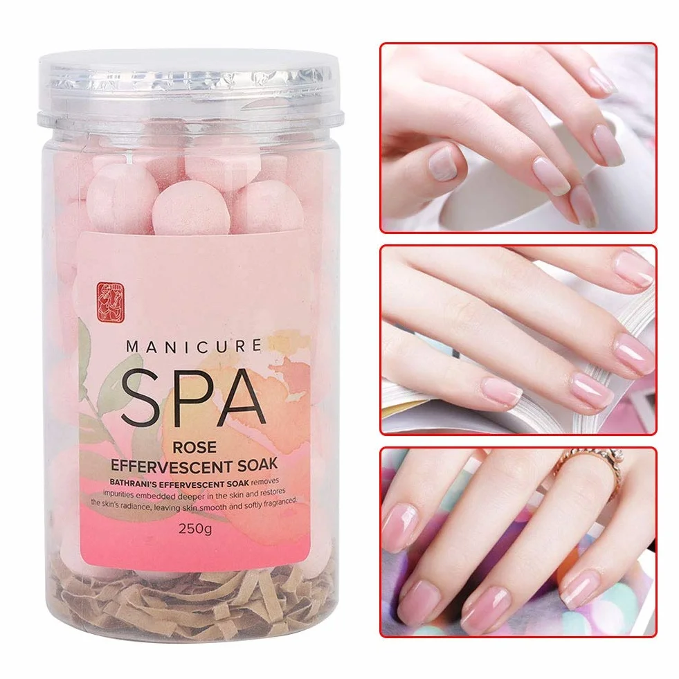 Balle absorbante effervescente manucure SPA pour enlever cuticules et peau morte hydratante rose
