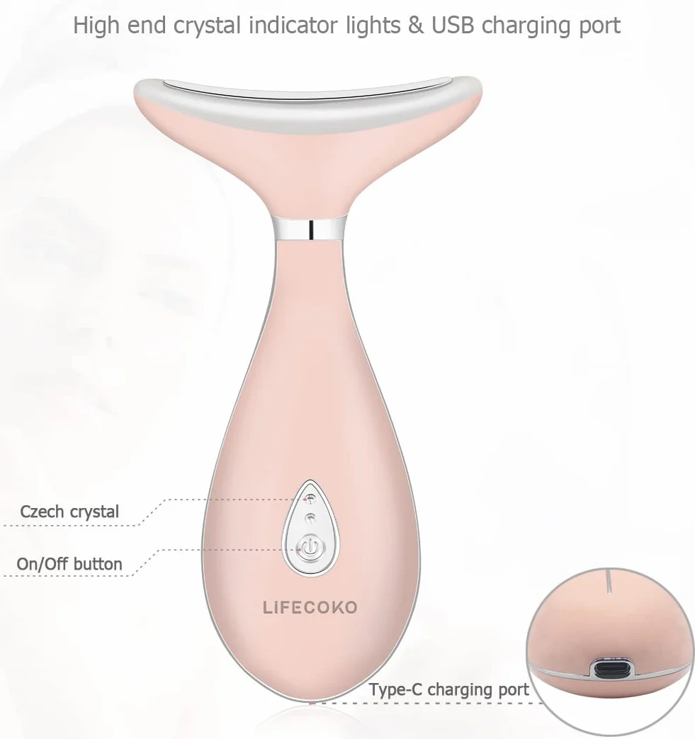 Masseur de visage électrique anti-rides, masseur de beauté raffermissant la peau pour le visage et le cou, masseur de dispositif de tonification du visage, rechargeable par USB portable (Rose)