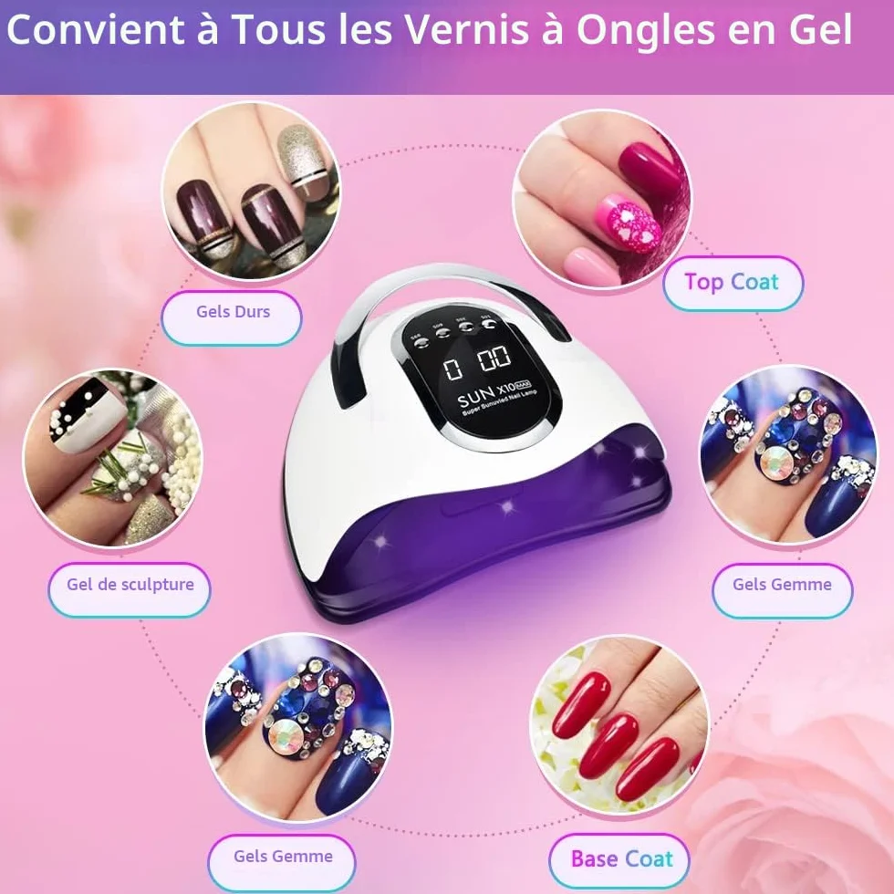 BEENLE Lampe UV LED pour Ongles, 280W Séchoir à Ongles à Séchage Rapide avec 66 LED Capteur Auto, Séchoir à Ongles Portable avec Poignée | 4 Réglages de Minuterie | Espace Plus Grand | Un Accessoire