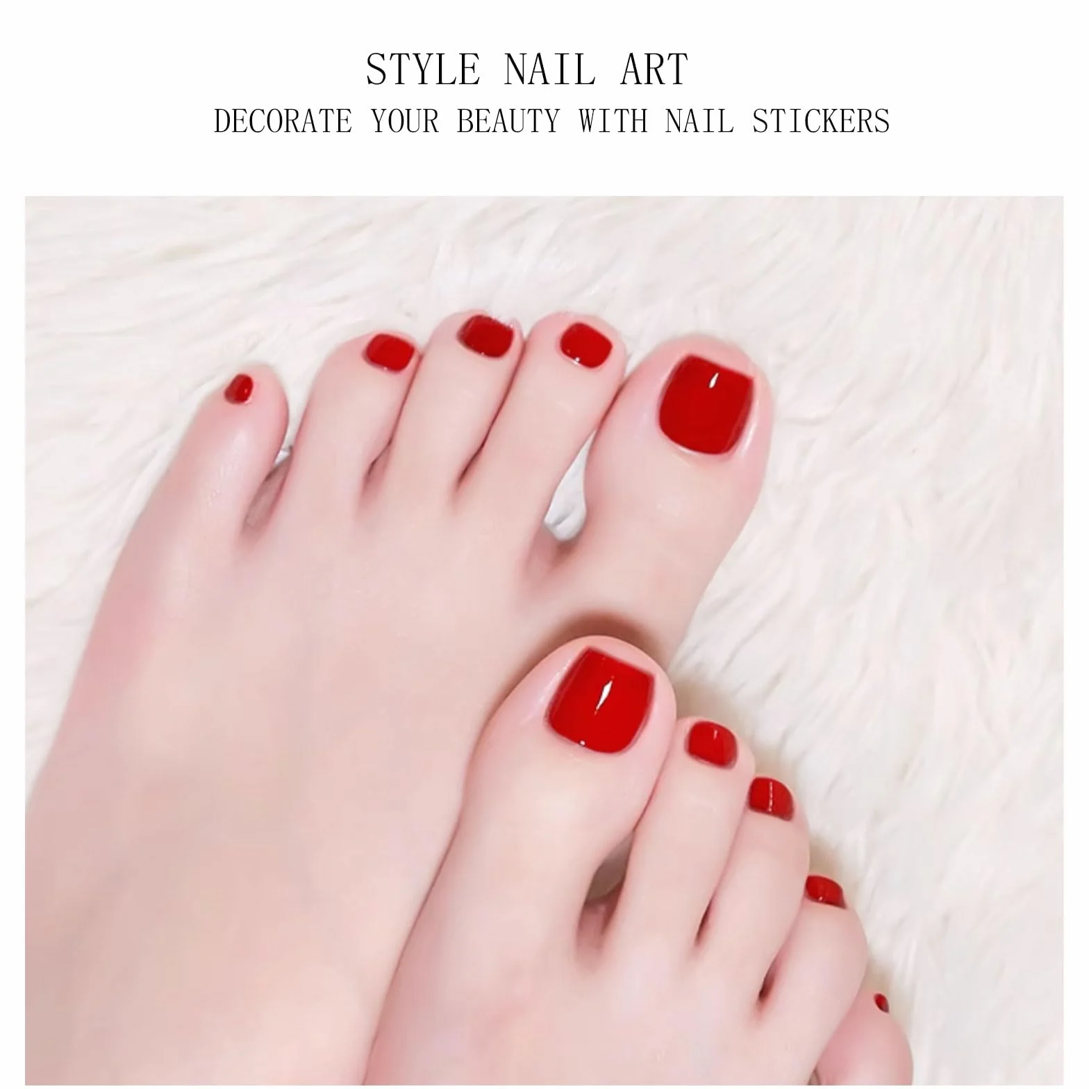 Gel Nail Stickers Orteil Rouge 32 Bandes Semi-durci UV Art Ongle Manucure