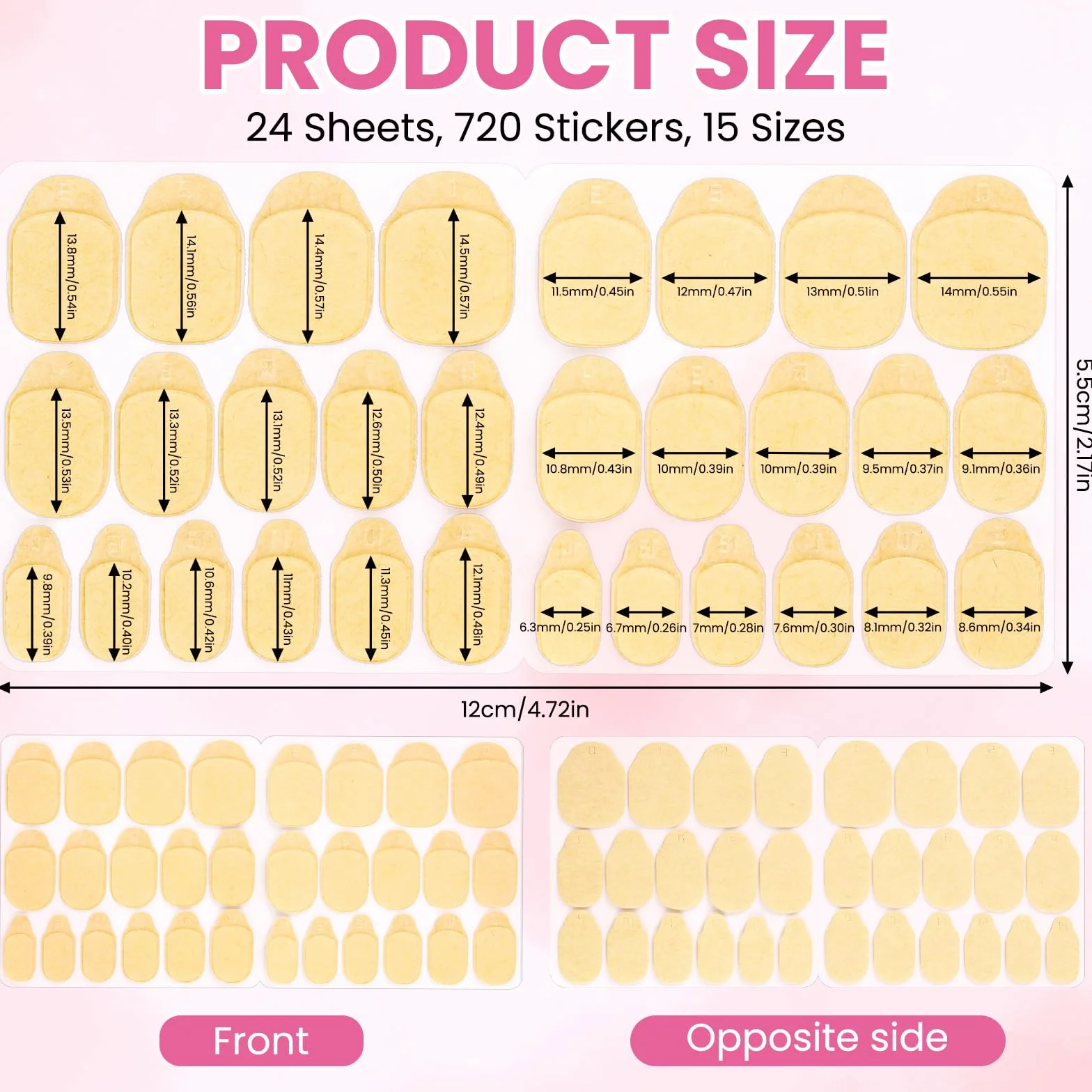 720Pcs Faux Autocollants à Ongles Double Face, Patch Ongles Autocollant Adhésif Transparent, Gel Pad Ongles pour Press-on Nails Nail Art DIY