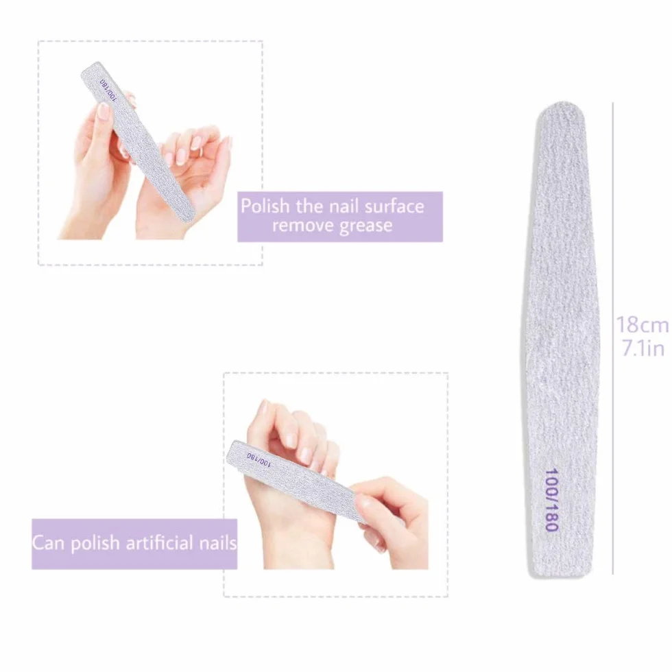 Limes à Ongles Professionnelles 5 Pièces Double Face pour Manucure