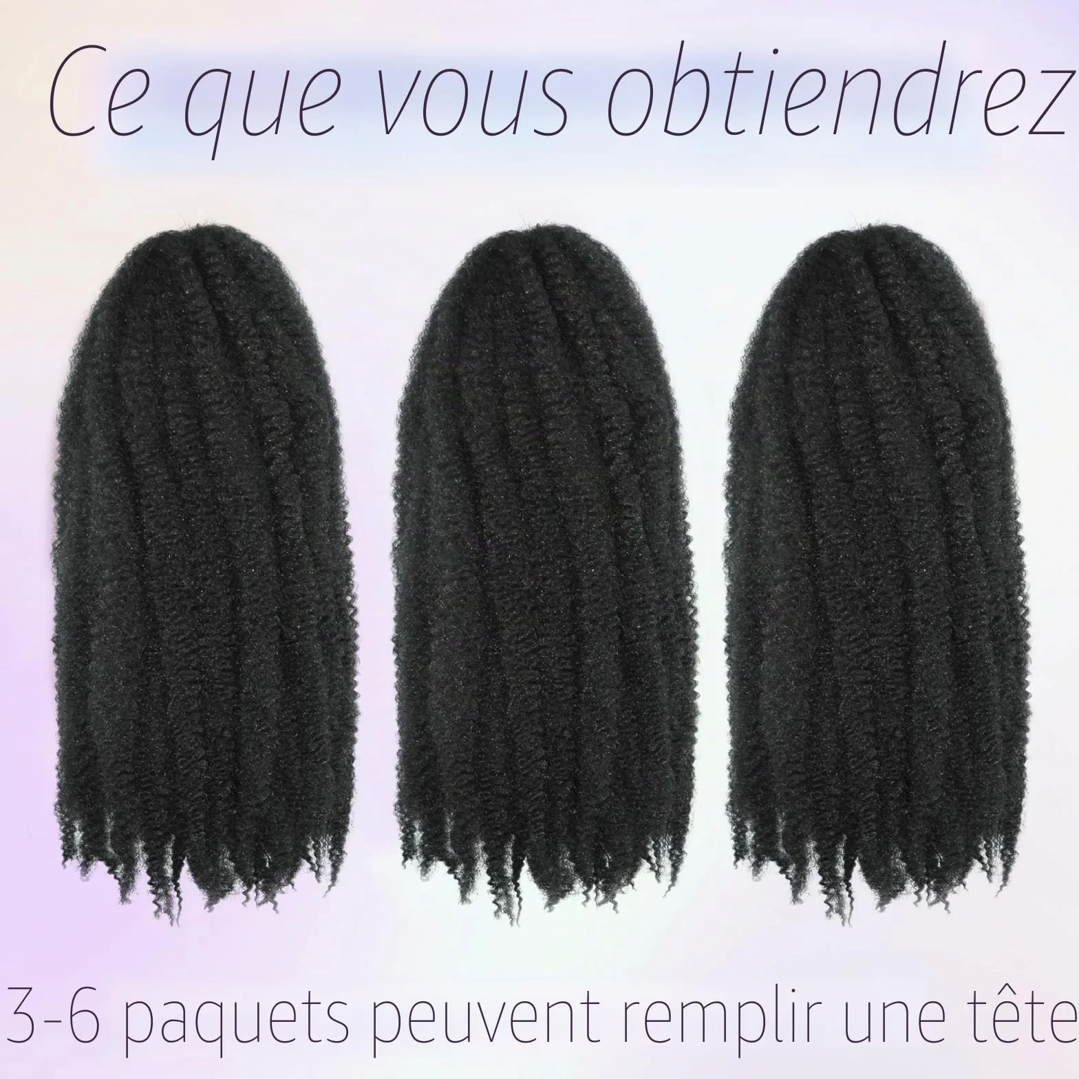 Tresses en crochet style Marley Twist pour cheveux afro, frisés, bouclés, cubains, tresses sénégalaises synthétiques, extensions de cheveux en crochet pour femmes (1b, 40,6 cm/lot de 3)