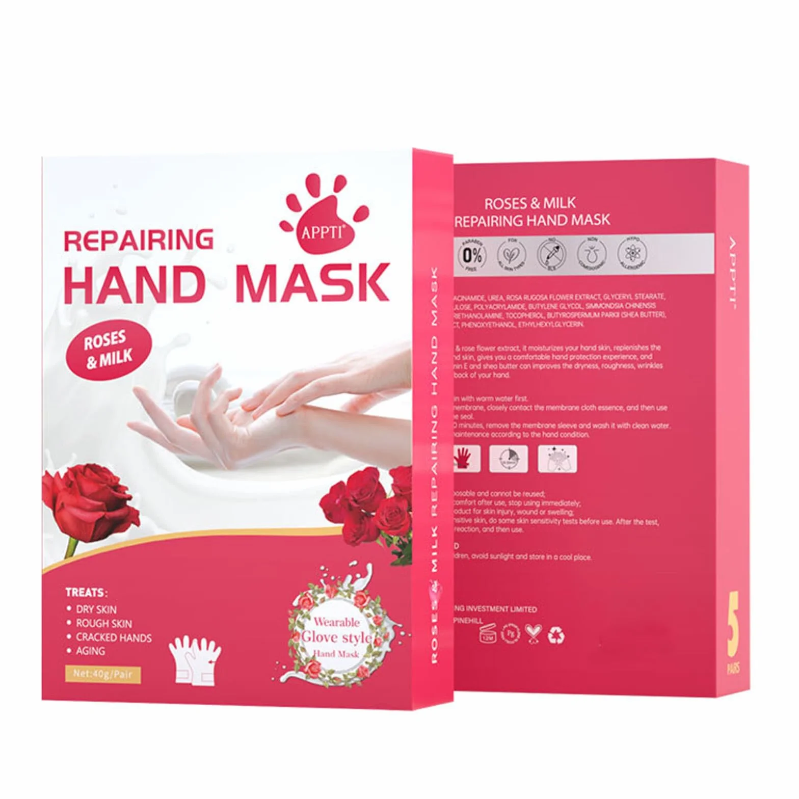 Masque pour Mains Hydratants Exfoliants 5 Paires Gants Soin Peaux Sèches Anti-âge