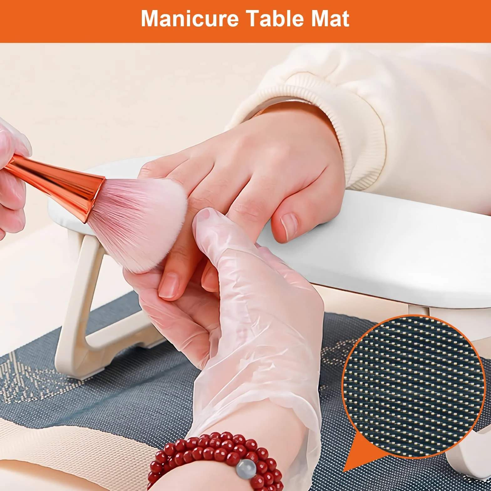 Diesisa Repose-bras pliable en cuir synthétique pour manucure avec tapis de table en PVC, repose-main doux pour ongles en acrylique/coussin de main pour manucure en salon - Blanc