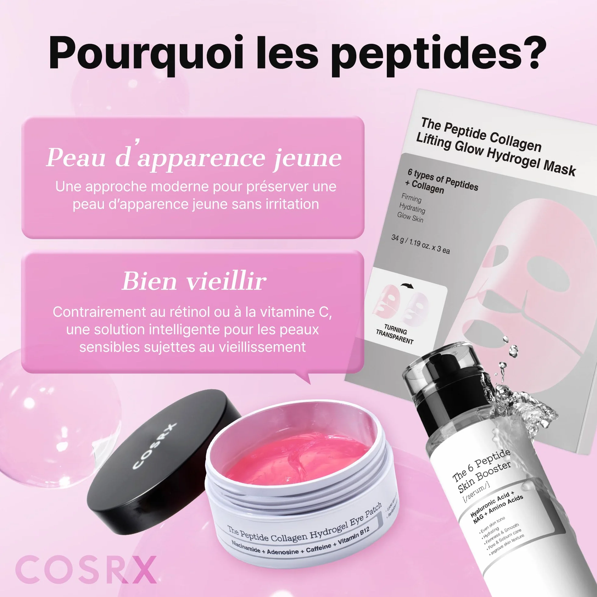 COSRX 6 Peptide Collagen Booster Toner Serum, Niacinamide & Acide Hyaluronique 150 ml