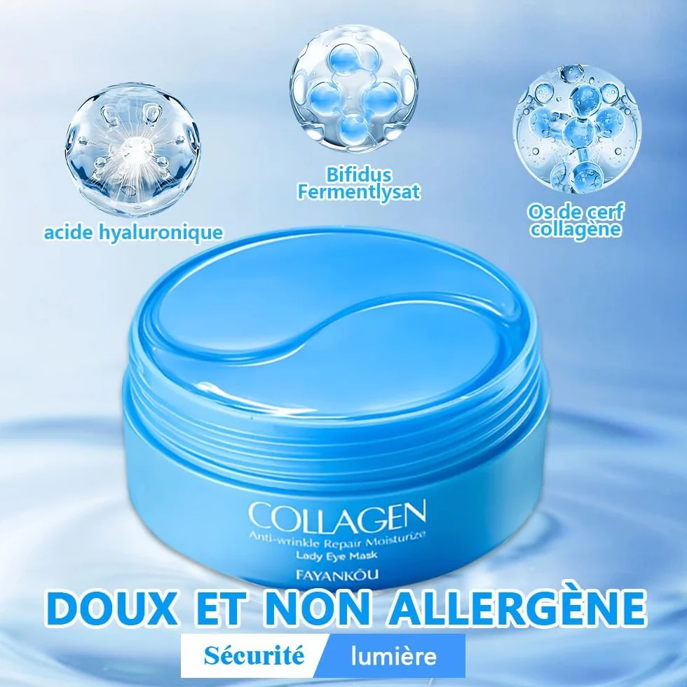 Patchs Yeux au Collagène Masque Hydratant Anti Cernes Poches Contour des Yeux